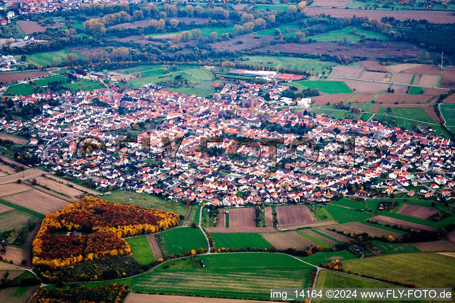 Town View of the streets and houses of the residential areas in the district Weiher in Ubstadt-Weiher in the state Baden-Wurttemberg
