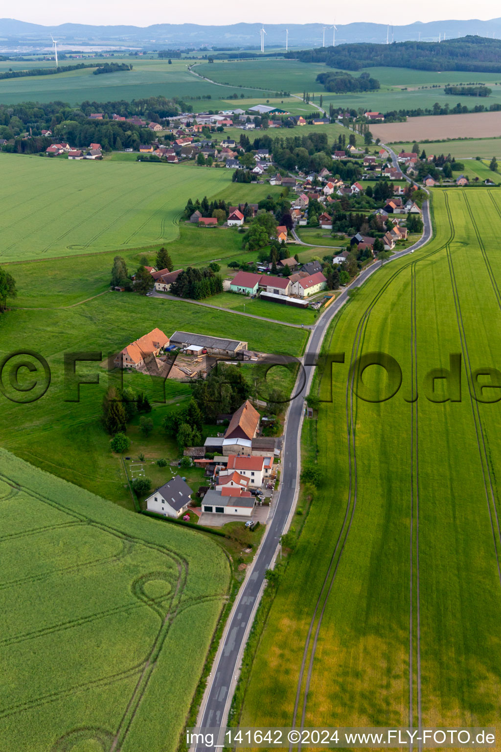 Aerial view of District Burkersdorf in Zittau in the state Saxony, Germany