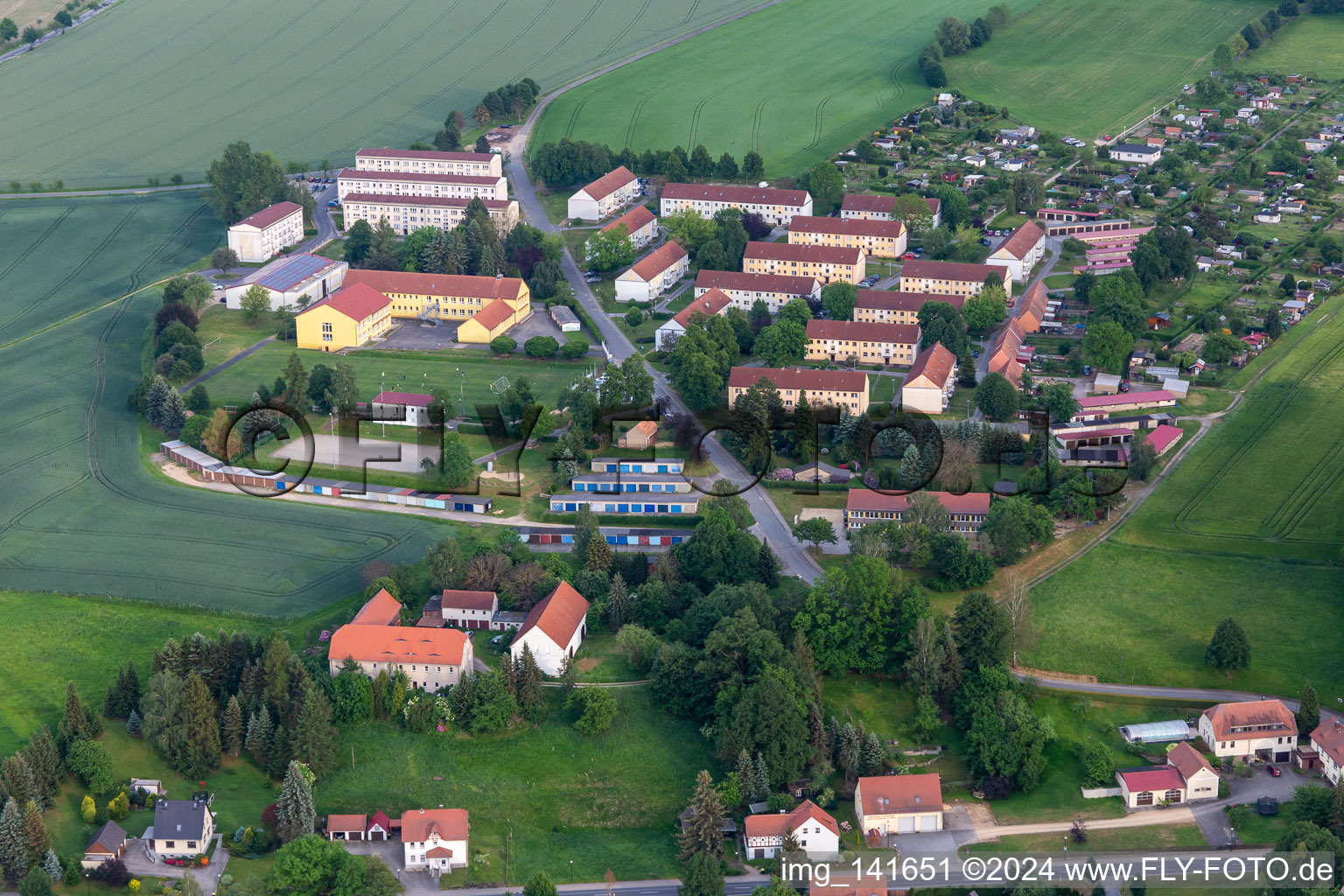 Prefabricated housing estate "Am Hutberg in the district Schönau-Berzdorf in Schönau-Berzdorf auf dem Eigen in the state Saxony, Germany