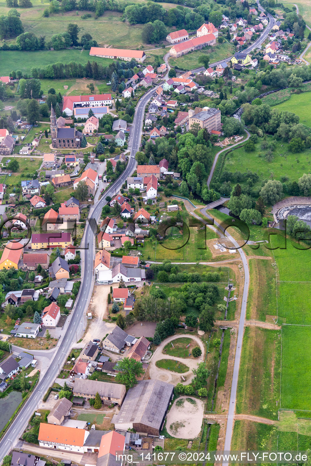 Main Street in the district Leuba in Ostritz in the state Saxony, Germany