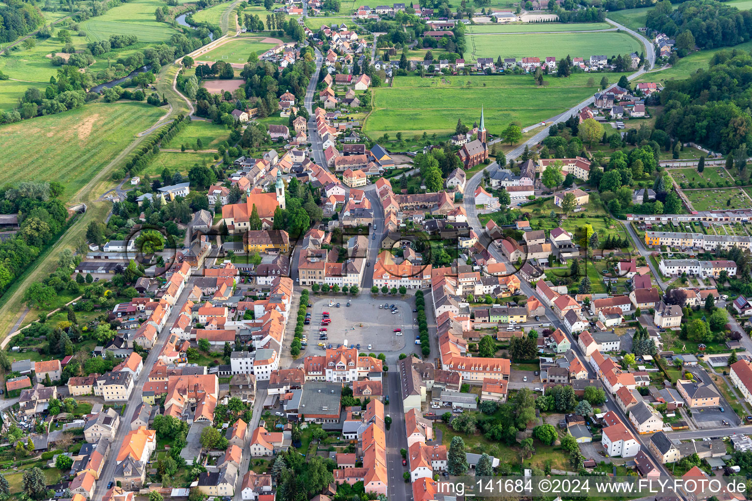 Marketplace in Ostritz in the state Saxony, Germany