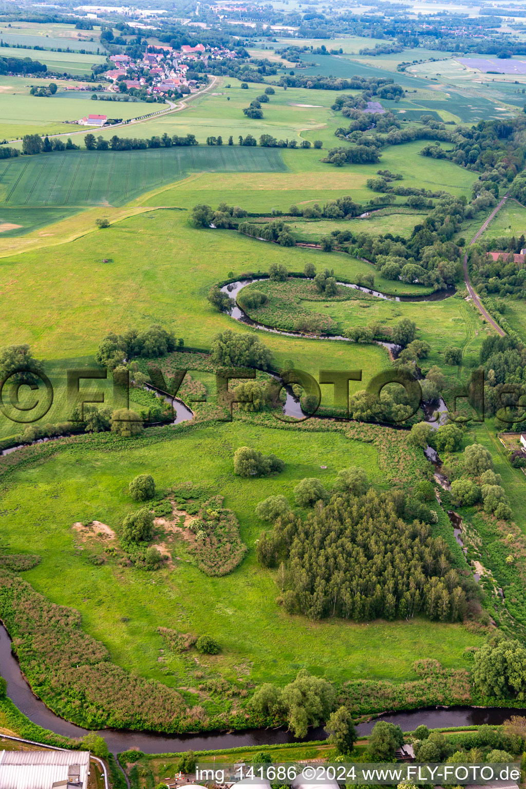 Meandering Lusatian Neisse in Ostritz in the state Saxony, Germany