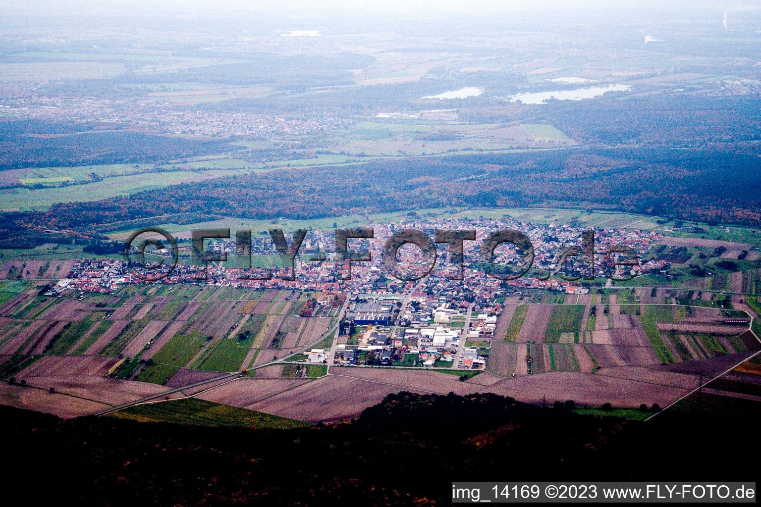 Drone recording of Hambrücken in the state Baden-Wuerttemberg, Germany