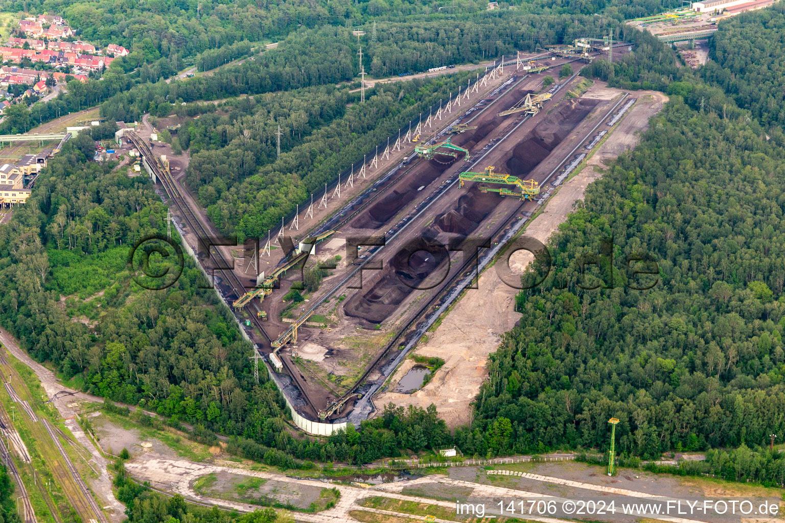 Coal dumps at the open-cast lignite mine "PGE Górnictwo i Energetyka Konwencjonalna Oddział Kopalnia Węgla Brunatnego Turów in Bogatynia in the state Lower Silesia, Poland