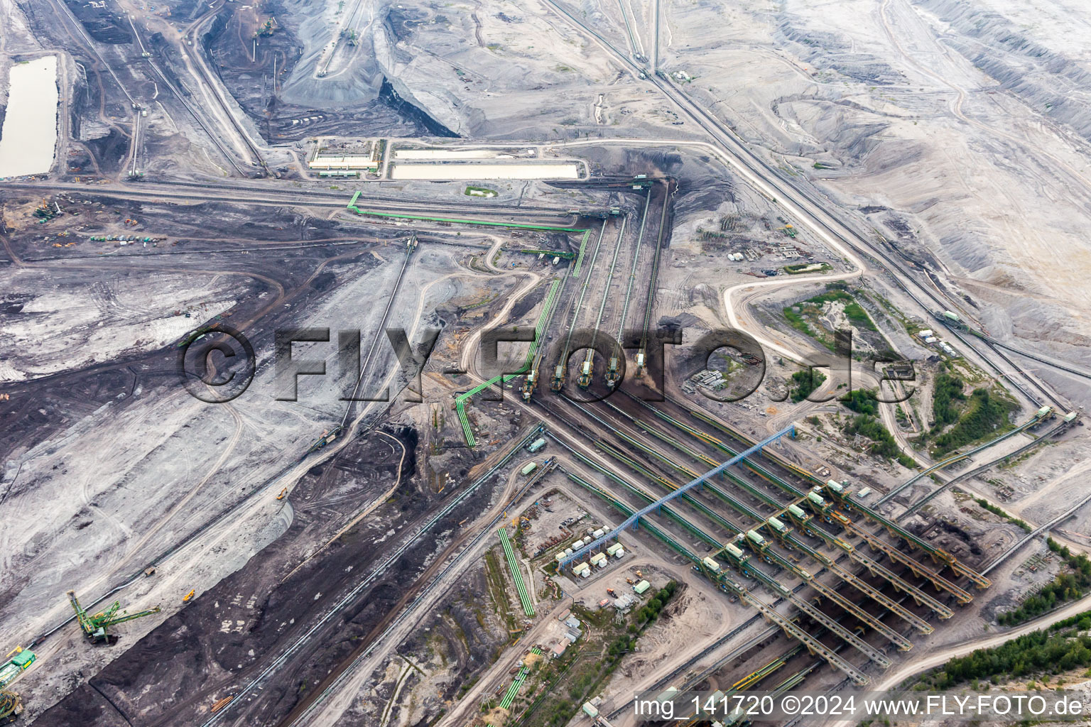 Conveyor belts in the opencast brown coal mine "PGE Górnictwo i Energetyka Konwencjonalna Oddział Kopalnia Węgla Brunatnego Turów in Opolno-Zdrój in the state Lower Silesia, Poland