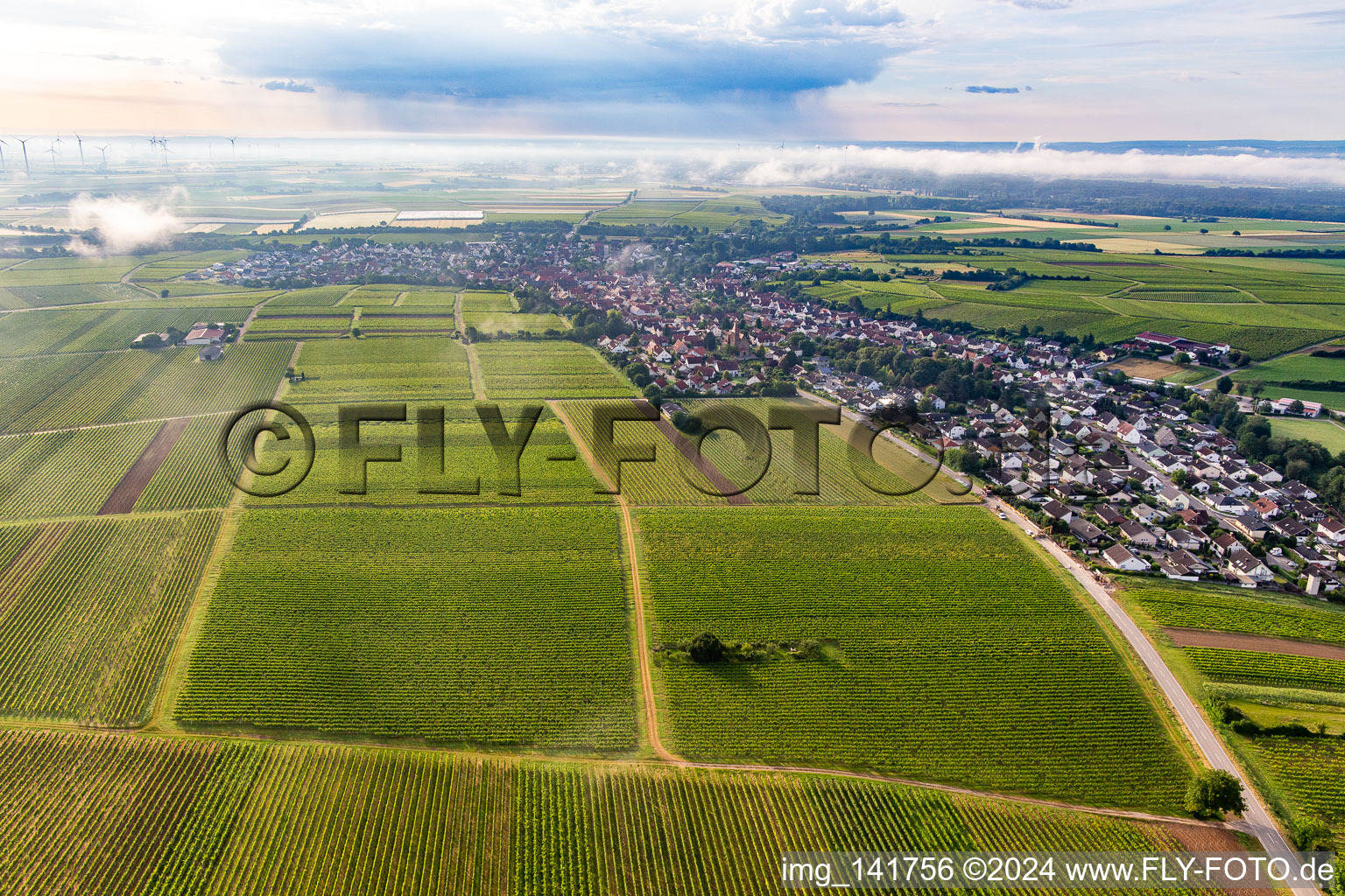 Aerial photograpy of From the northwest in Insheim in the state Rhineland-Palatinate, Germany