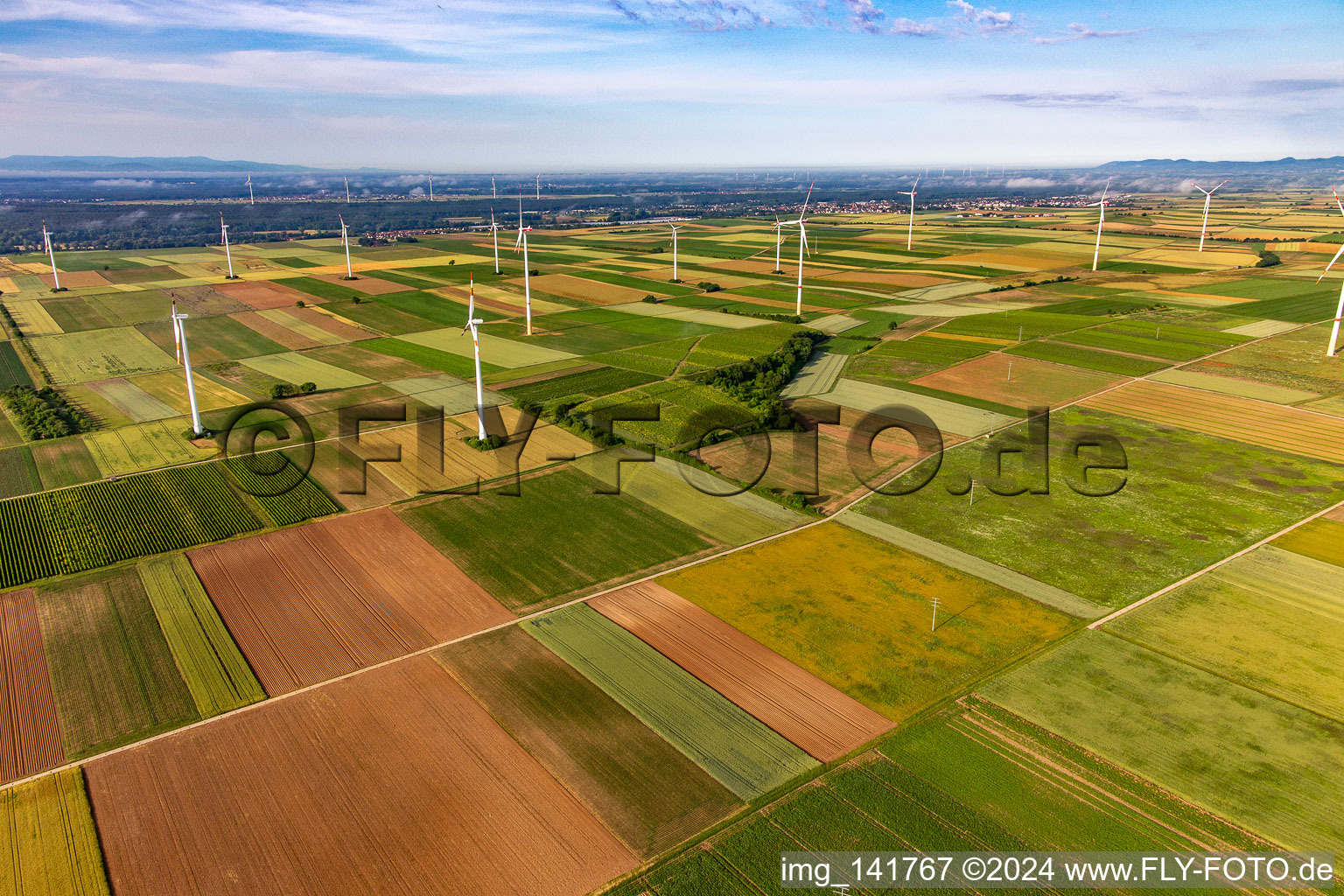 Offenbach wind farm in Bellheim in the state Rhineland-Palatinate, Germany