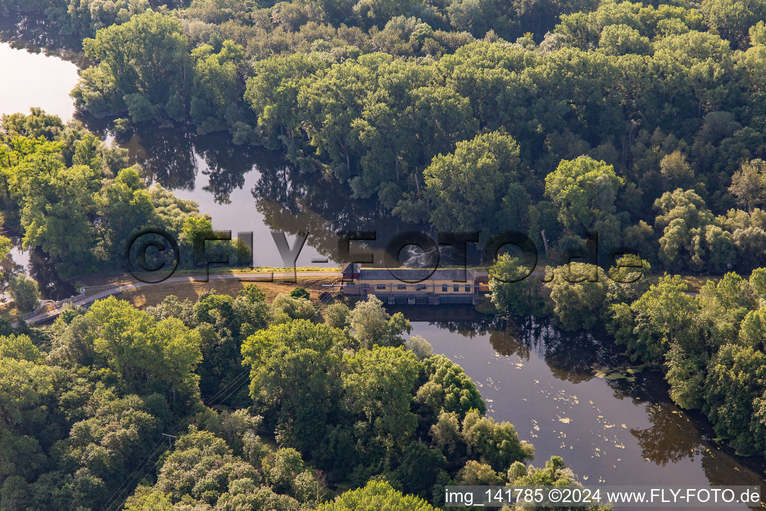 Aerial view of Pumping station Sondernheim at Michelsbach in the district Sondernheim in Germersheim in the state Rhineland-Palatinate, Germany