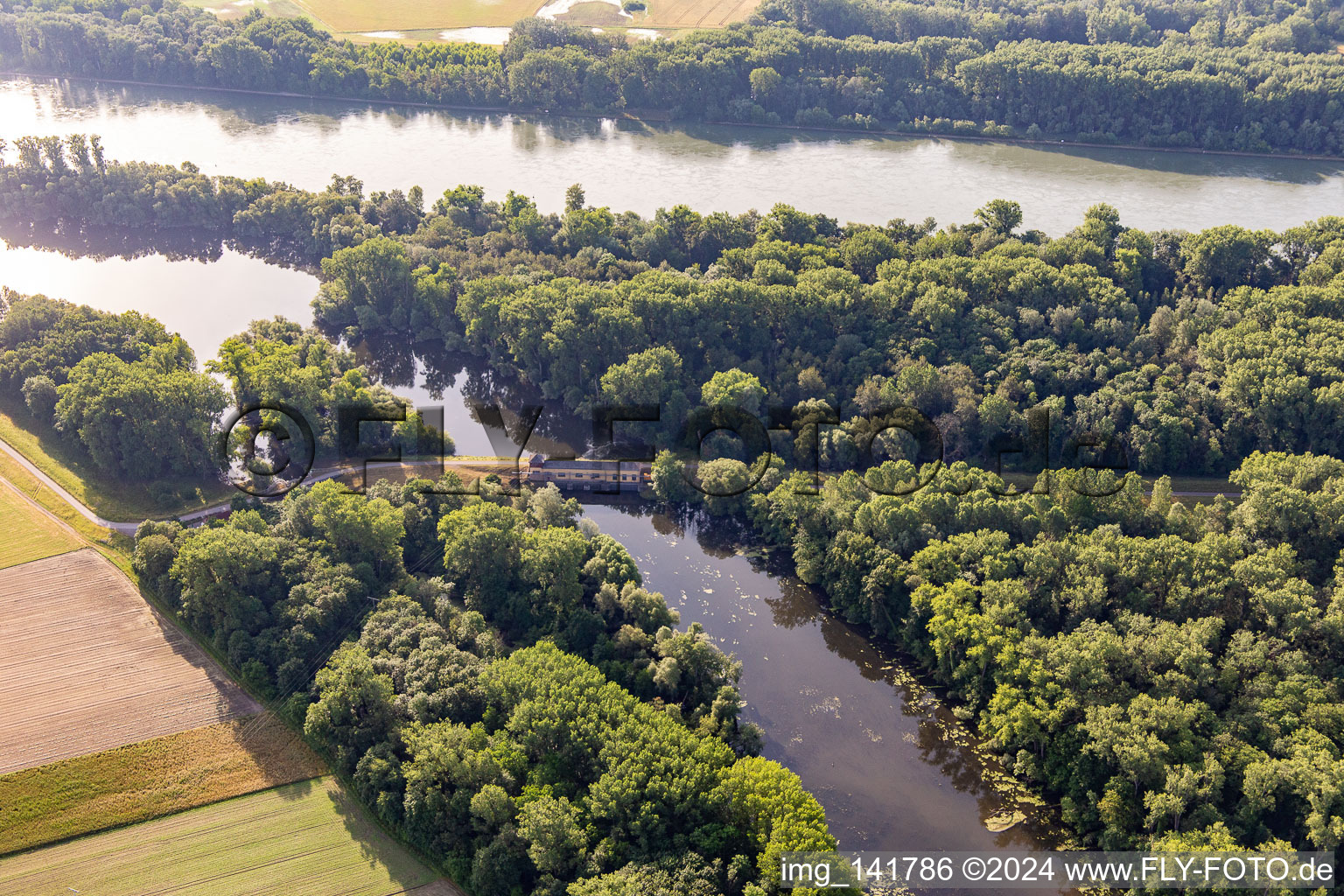 Aerial photograpy of Pumping station Sondernheim at Michelsbach in the district Sondernheim in Germersheim in the state Rhineland-Palatinate, Germany