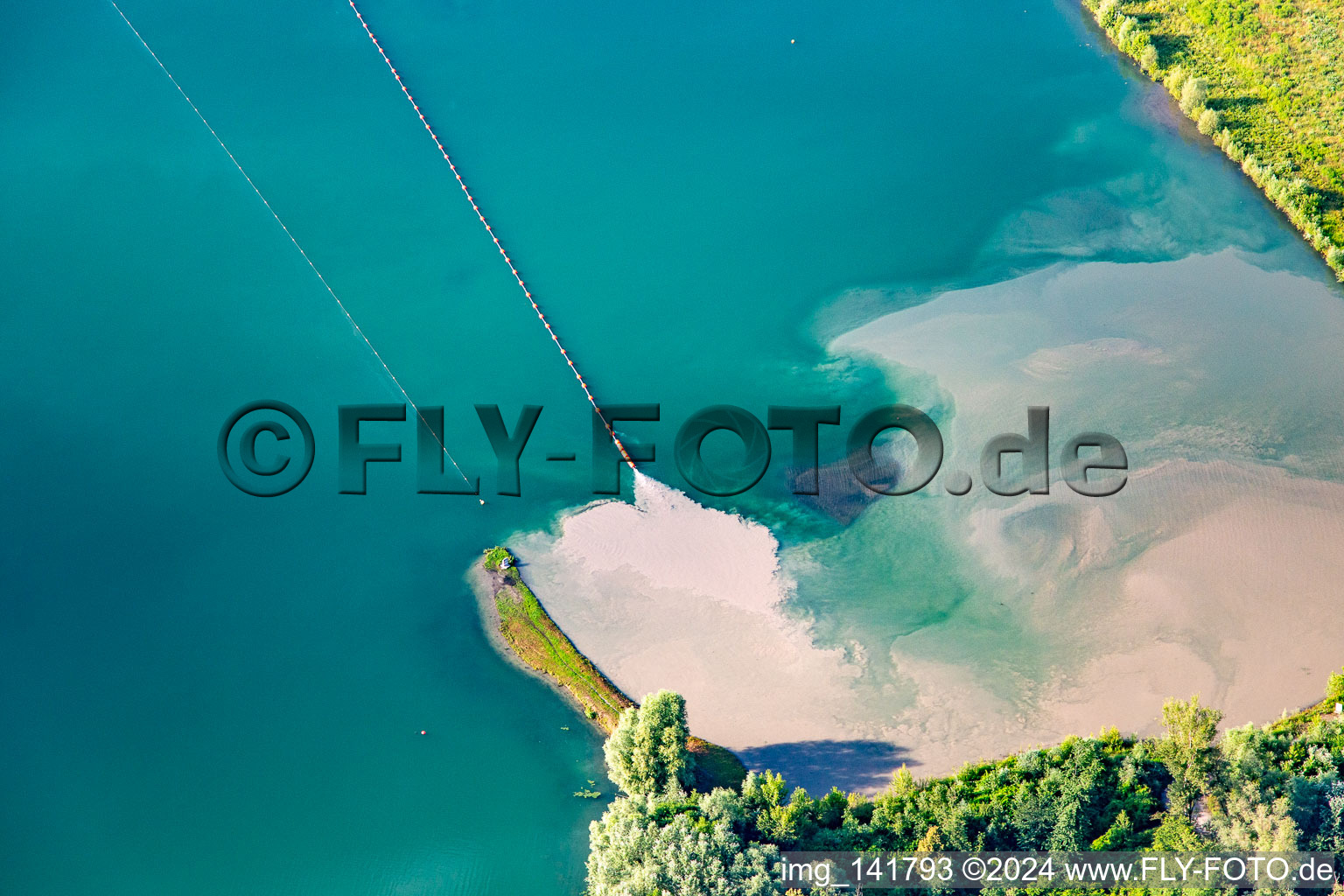 Sand washings at the bathing lake Giesen in the district Liedolsheim in Dettenheim in the state Baden-Wuerttemberg, Germany