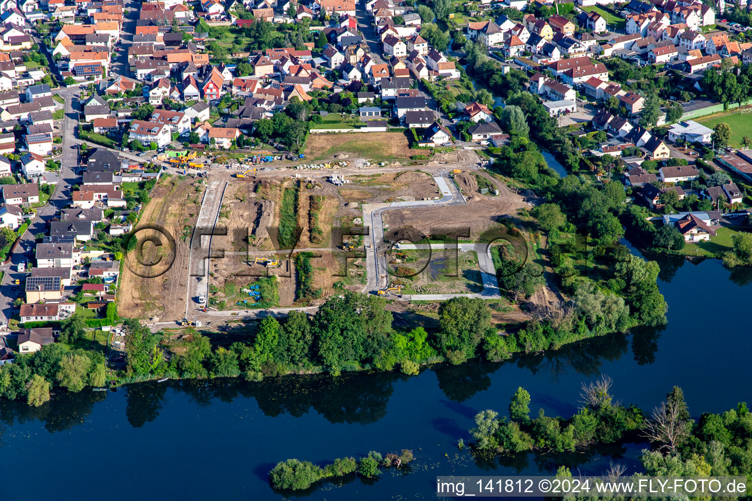 Development of the new development area East at Fischmal in Leimersheim in the state Rhineland-Palatinate, Germany