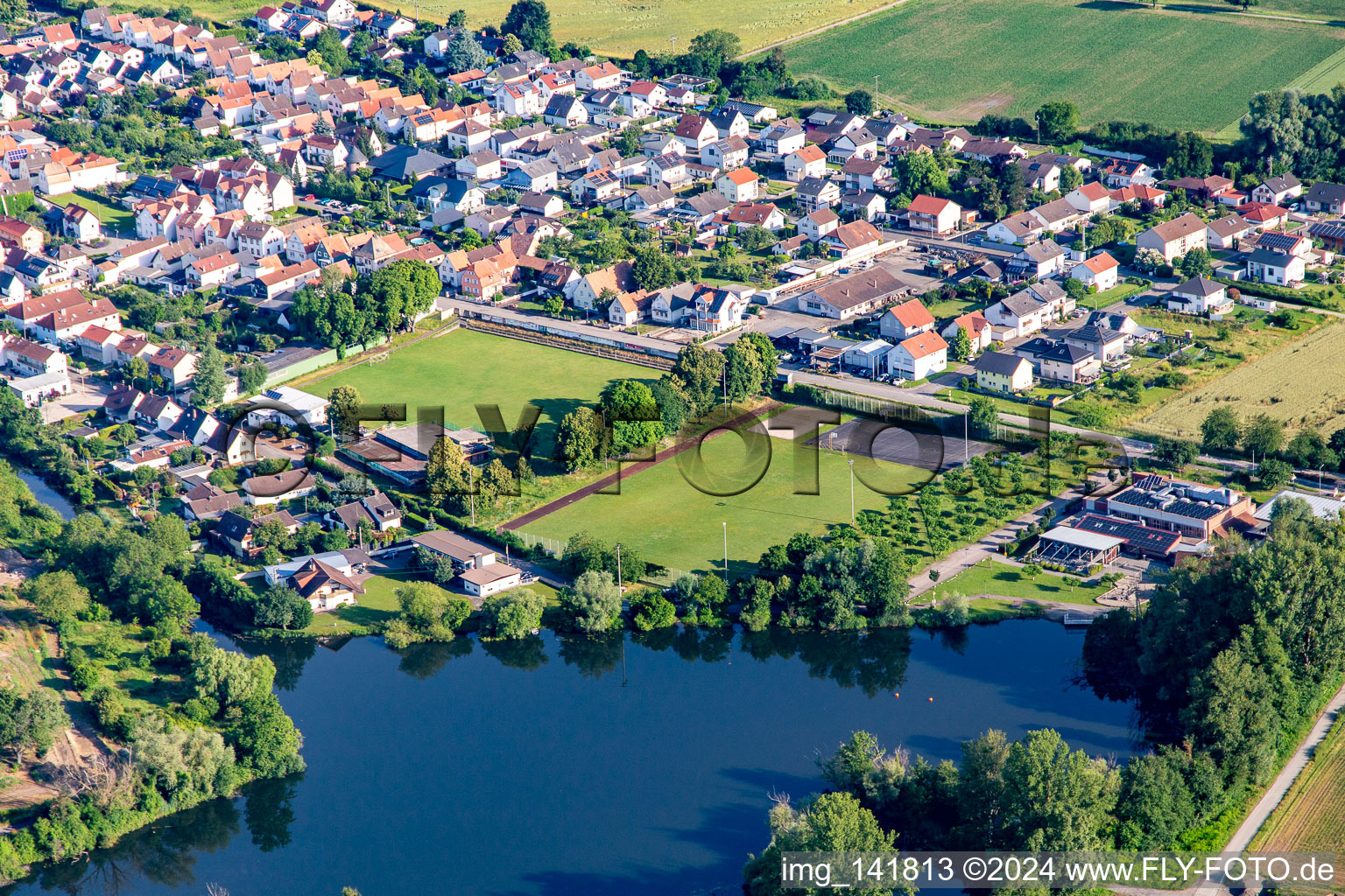 Sports fields on Rheinstr in Leimersheim in the state Rhineland-Palatinate, Germany