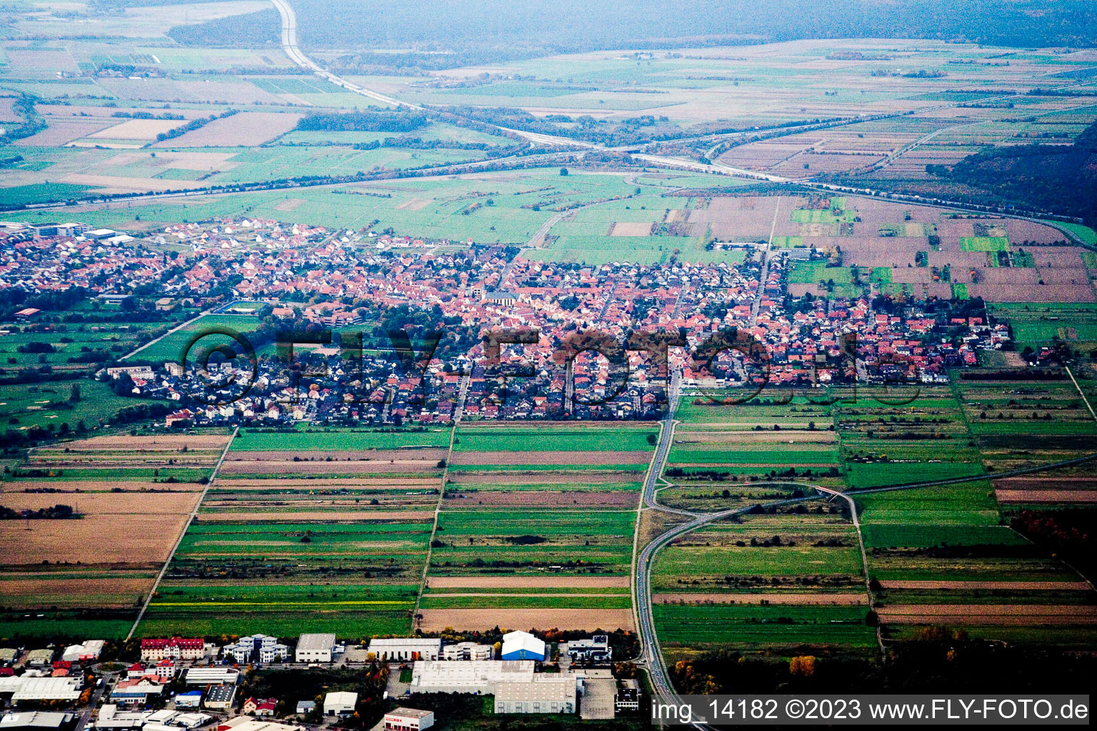 Oblique view of District Rot in St. Leon-Rot in the state Baden-Wuerttemberg, Germany