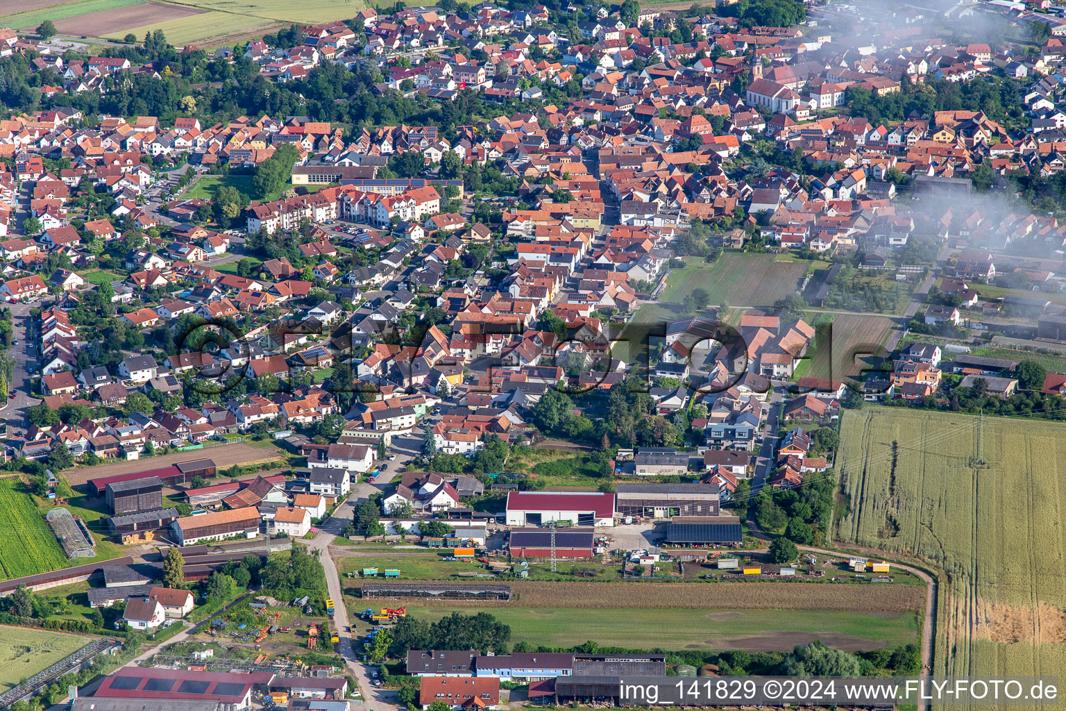 From the south in Rheinzabern in the state Rhineland-Palatinate, Germany