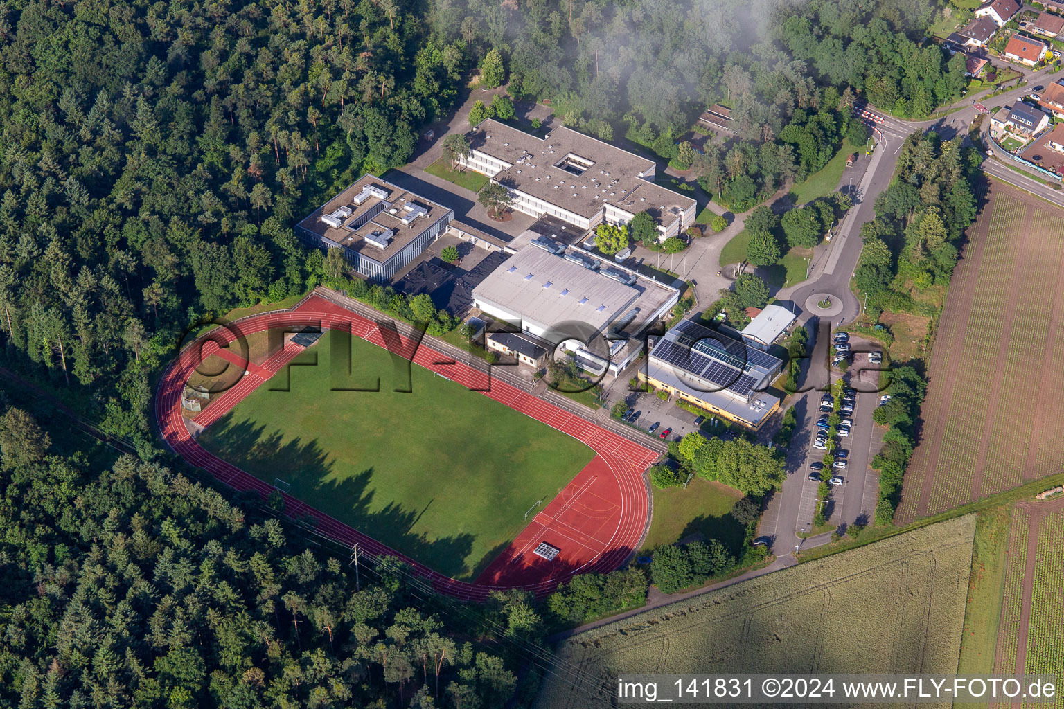 IGS Rheinzabern and sports hall Römerbad in Rheinzabern in the state Rhineland-Palatinate, Germany