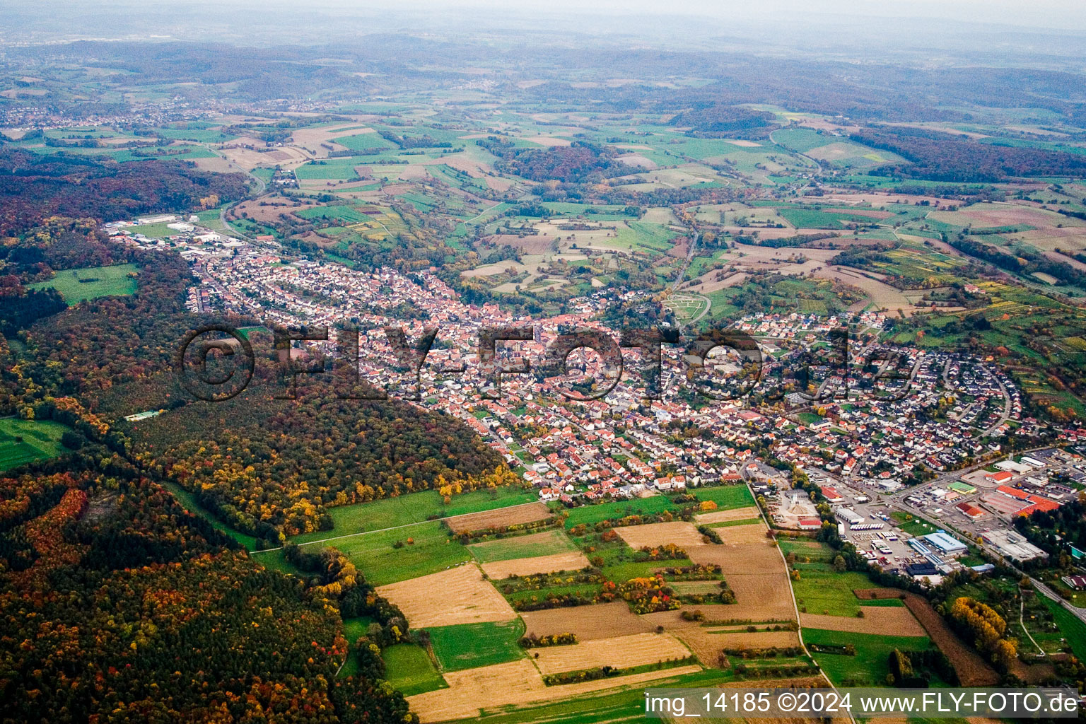 Östringen in the state Baden-Wuerttemberg, Germany out of the air