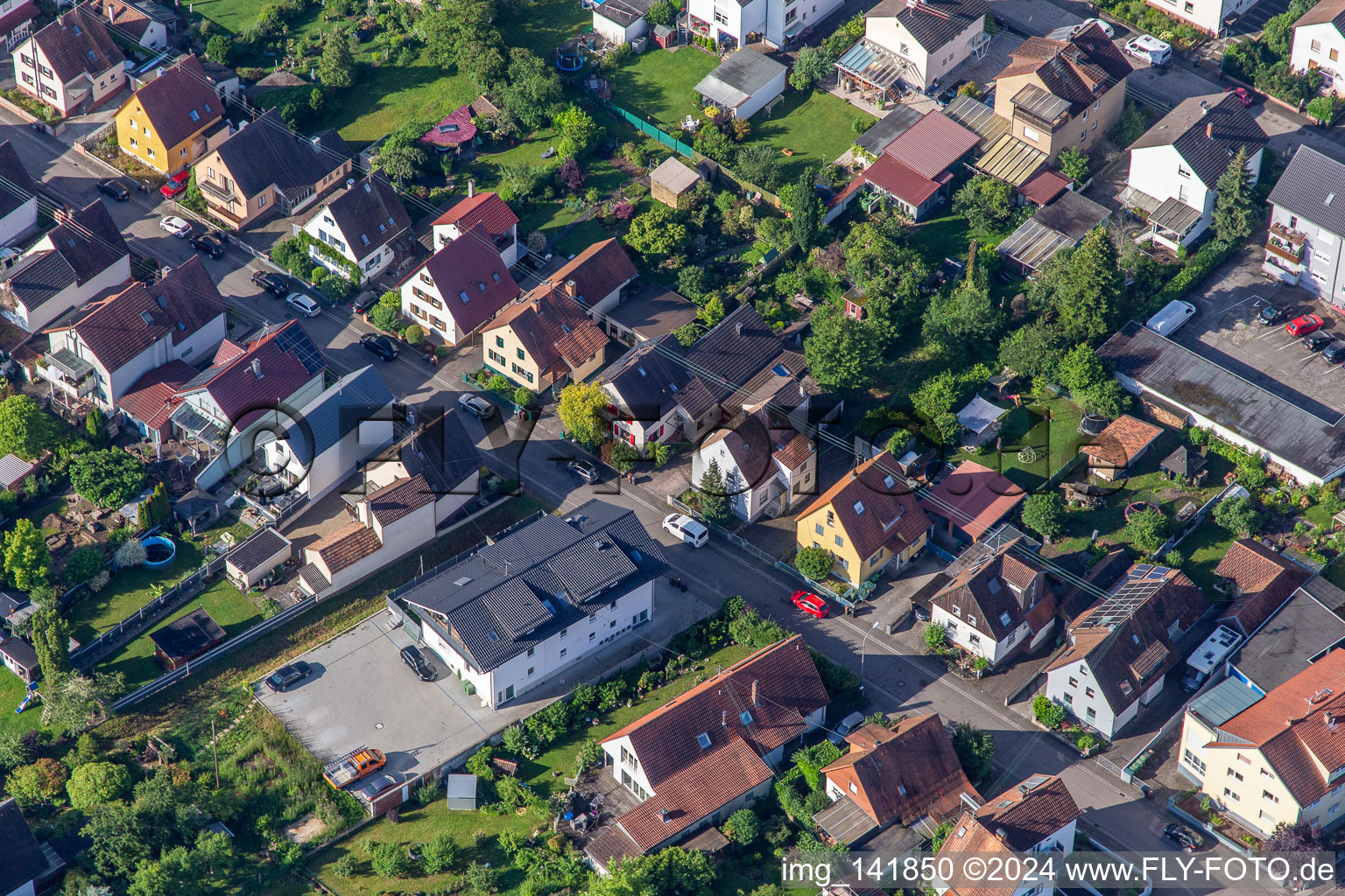 Aerial view of Apartment building in Waldstr in Kandel in the state Rhineland-Palatinate, Germany