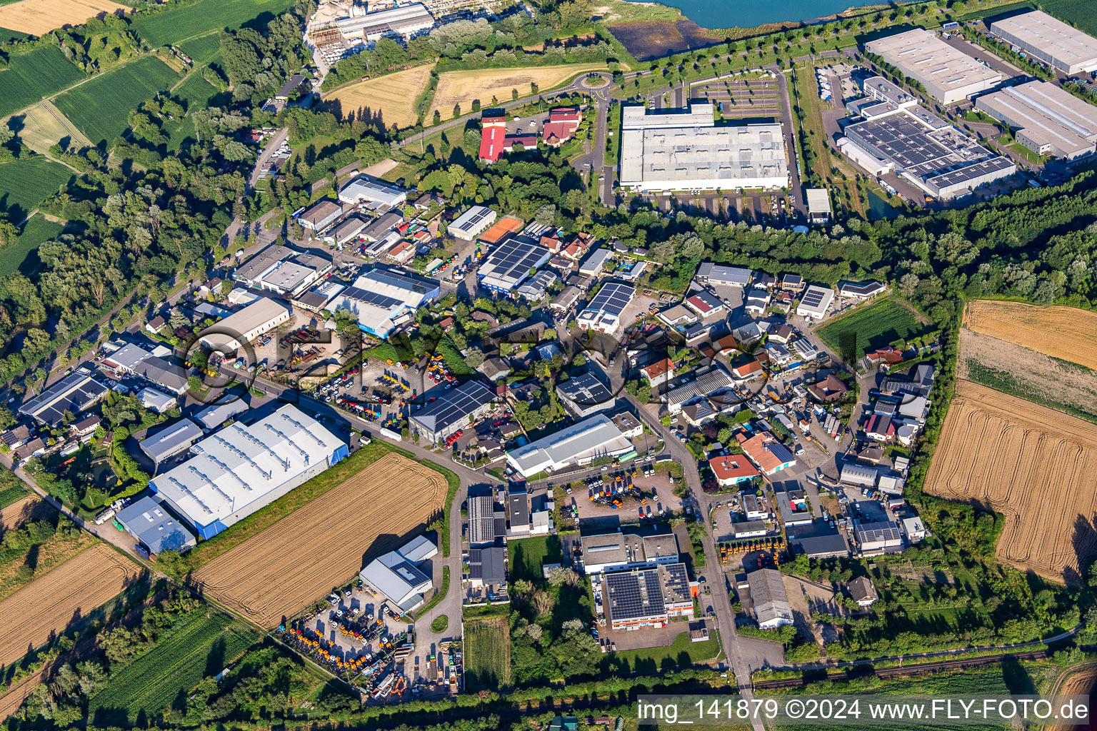 Industrial street from the west in Hagenbach in the state Rhineland-Palatinate, Germany