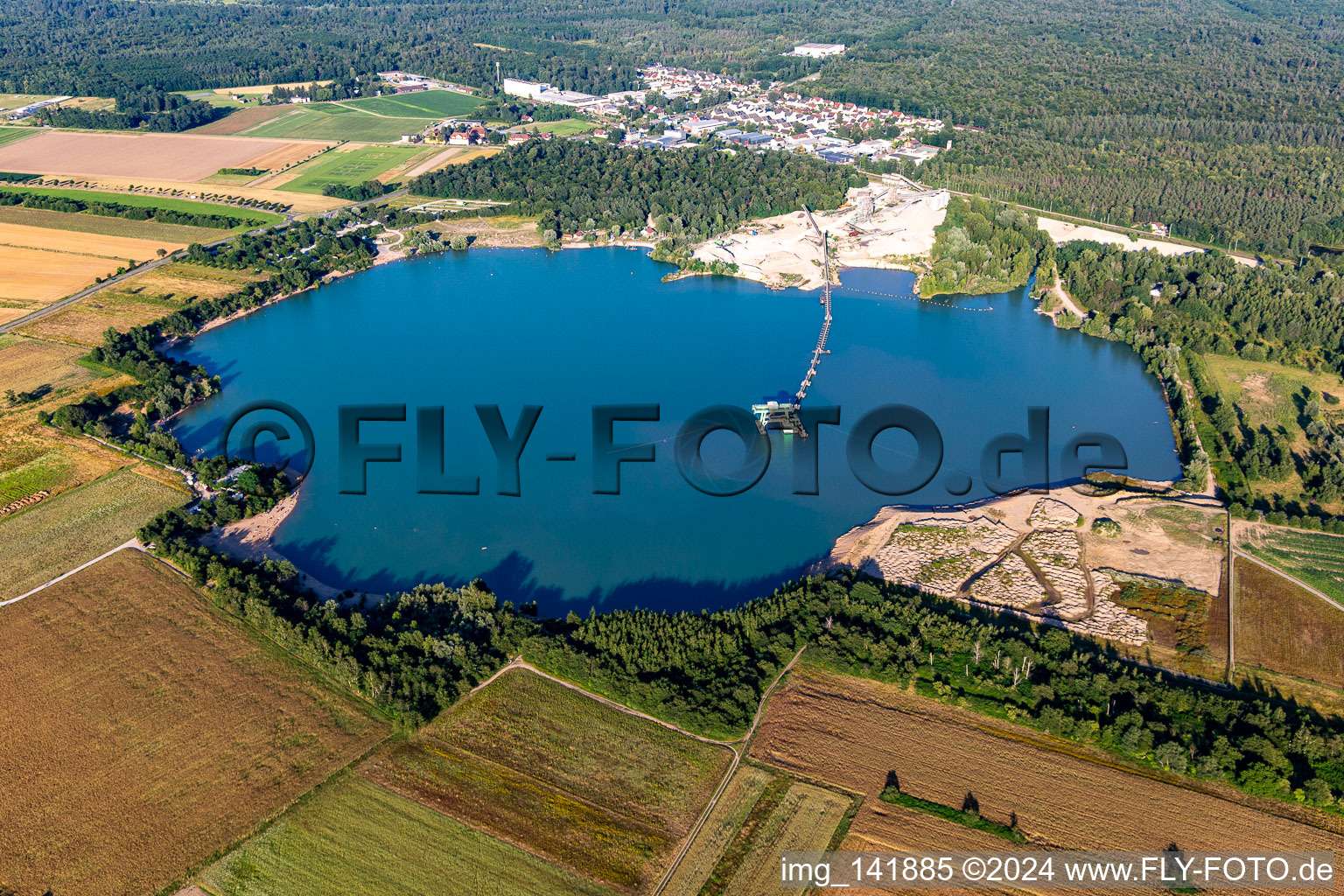 Epplesee from the west in the district Forchheim in Rheinstetten in the state Baden-Wuerttemberg, Germany