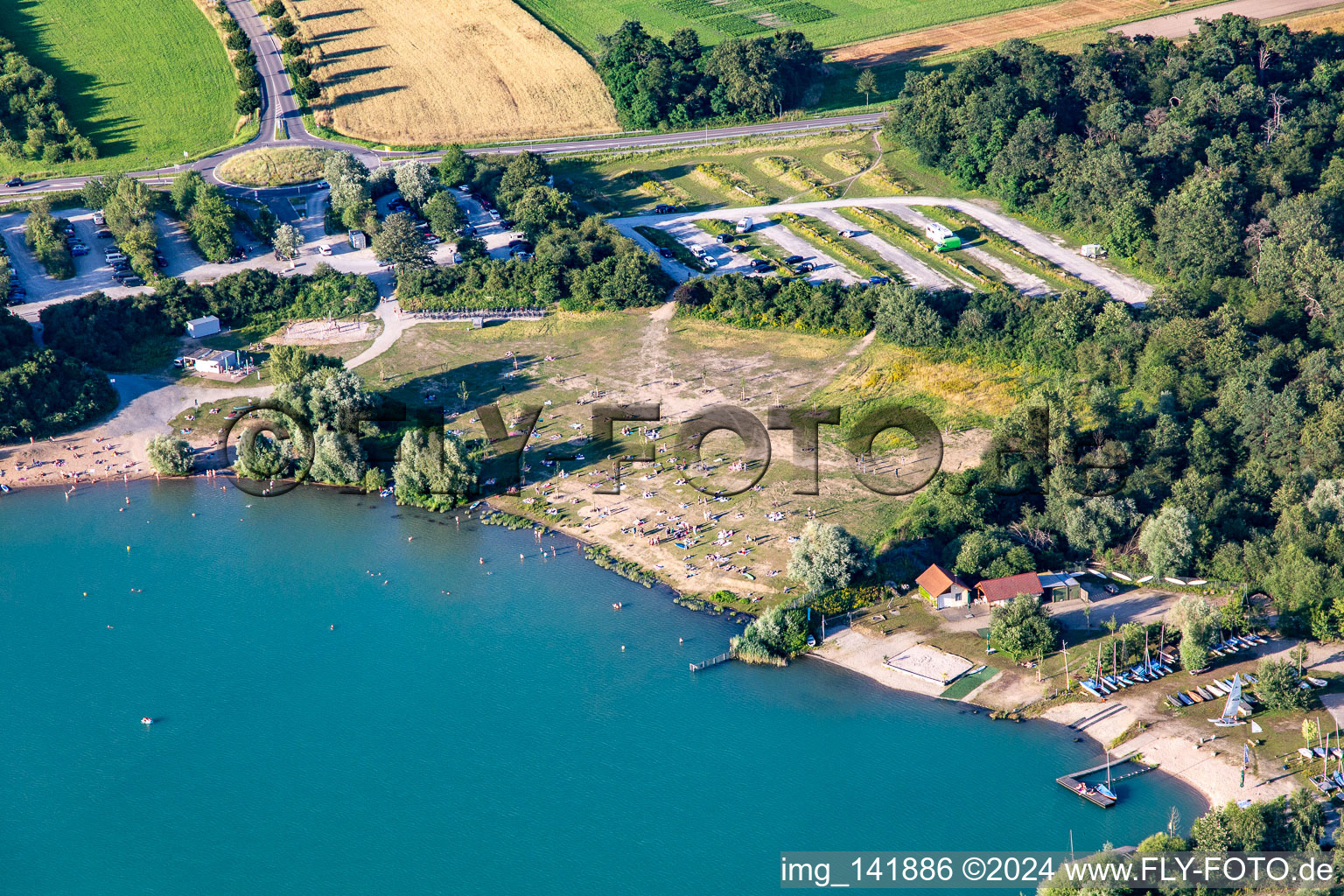 Lawn at Epplesee in the district Silberstreifen in Rheinstetten in the state Baden-Wuerttemberg, Germany