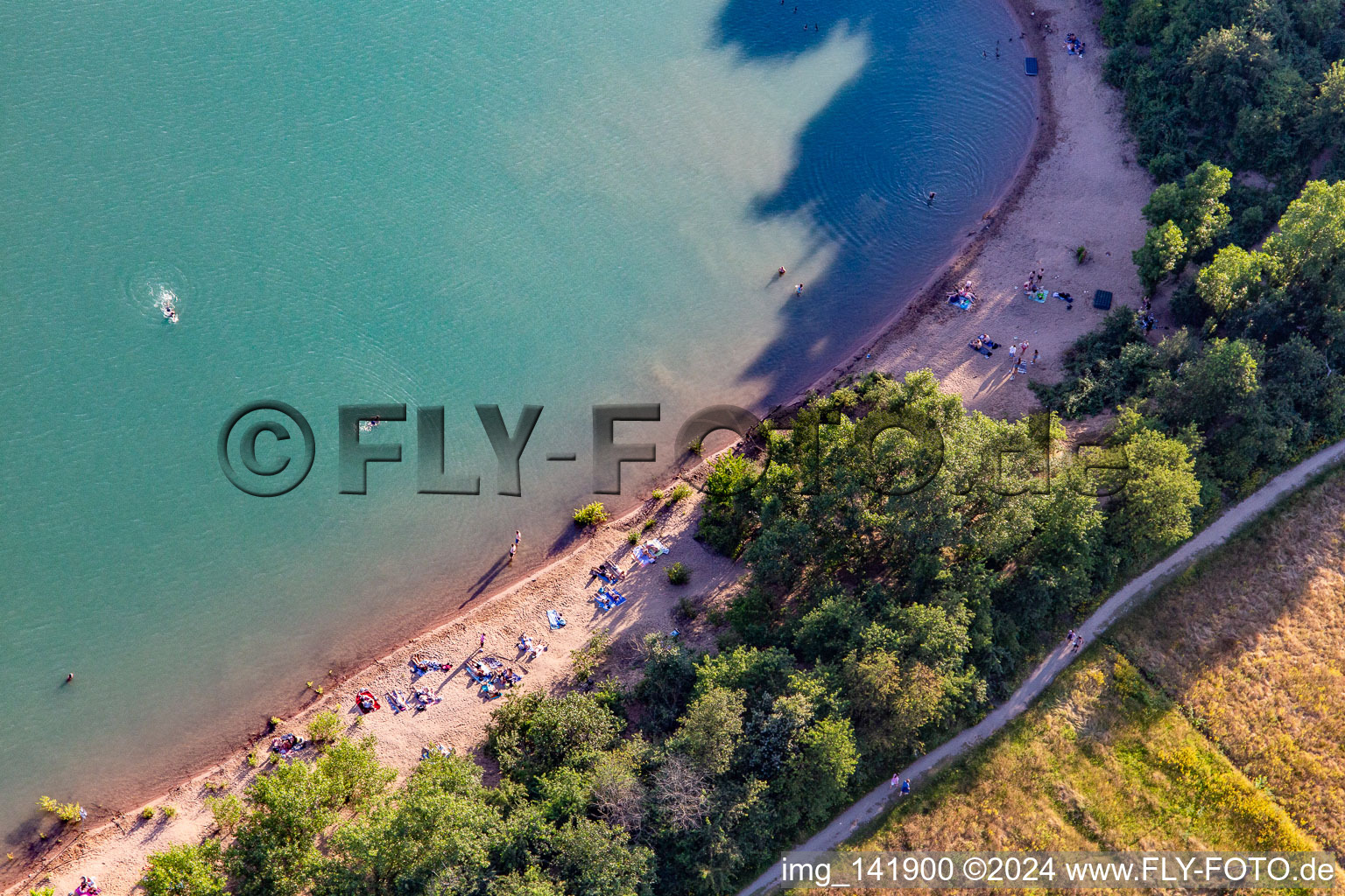 Dog beach at Epplesee in the district Silberstreifen in Rheinstetten in the state Baden-Wuerttemberg, Germany