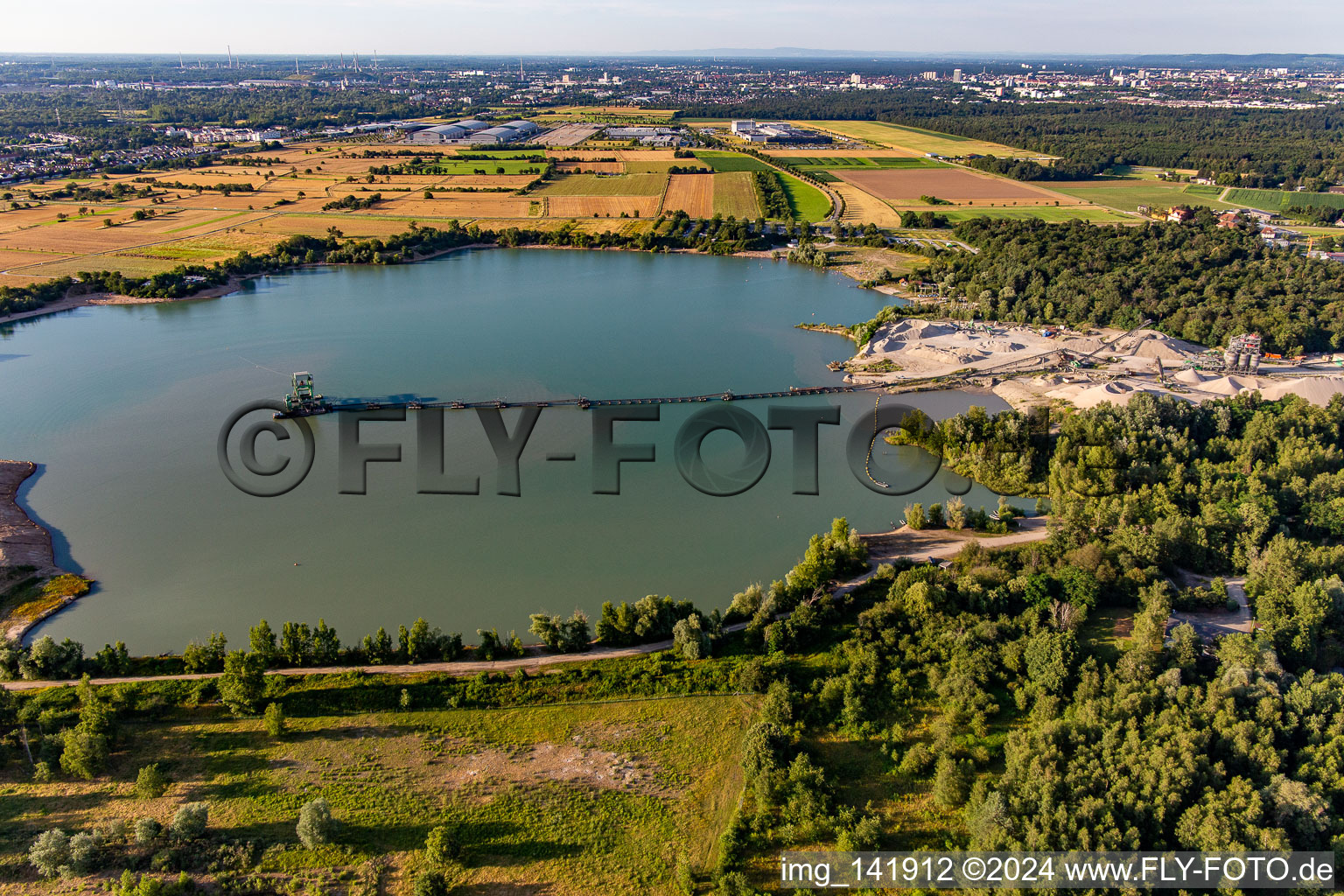 Epplesee from the south in the district Silberstreifen in Rheinstetten in the state Baden-Wuerttemberg, Germany