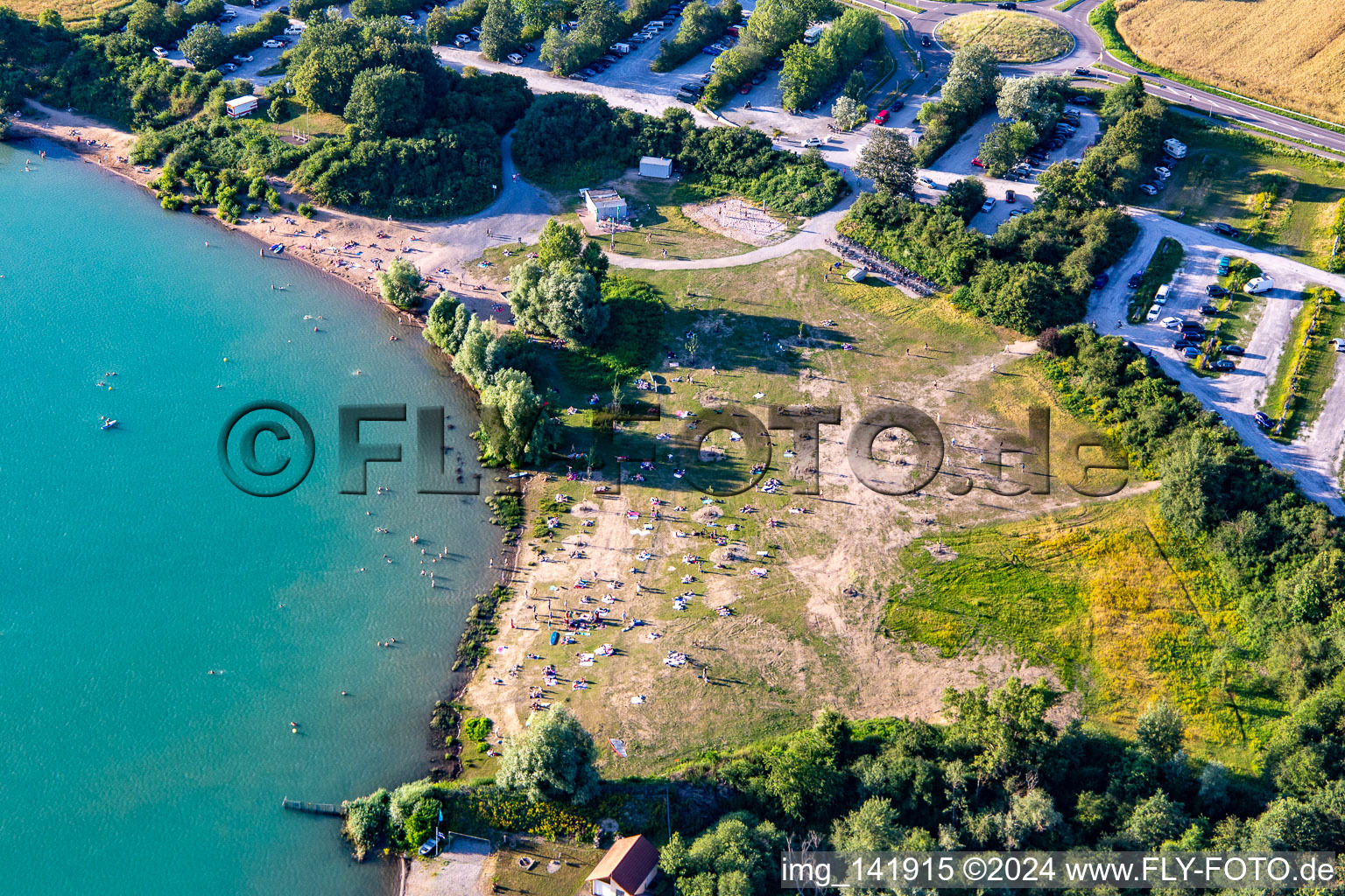 Lawn at Epplesee in the district Silberstreifen in Rheinstetten in the state Baden-Wuerttemberg, Germany out of the air