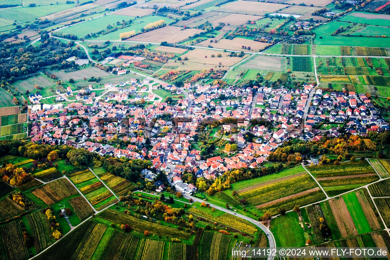 From the south in the district Malschenberg in Rauenberg in the state Baden-Wuerttemberg, Germany