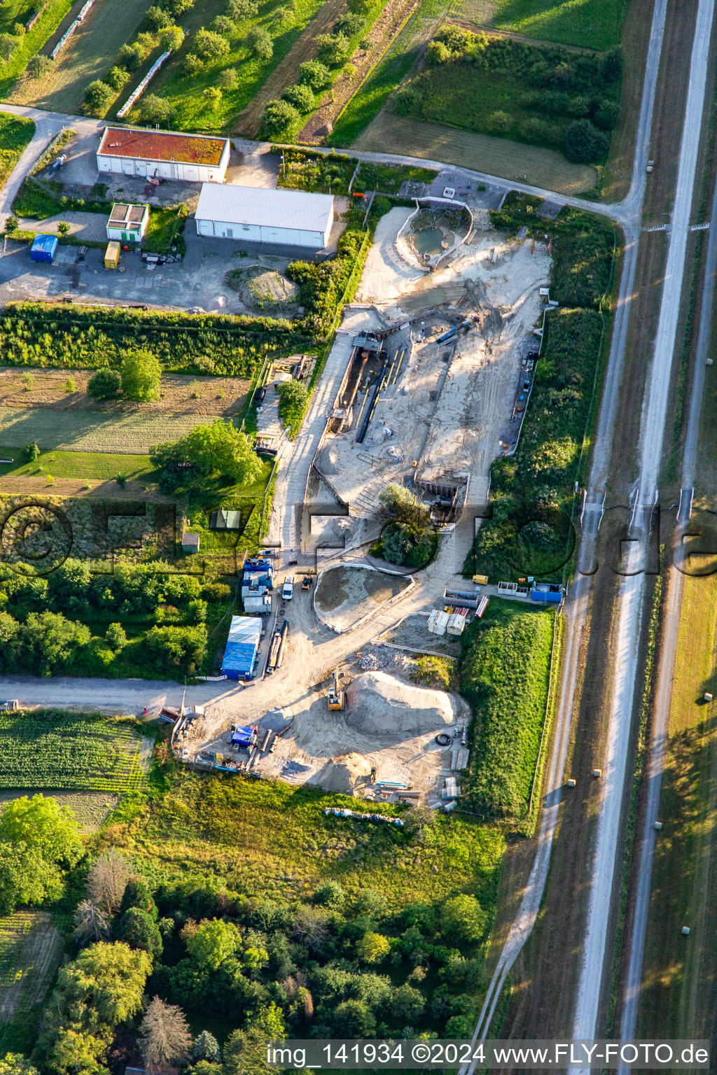 Pipeline construction site in Au am Rhein in the state Baden-Wuerttemberg, Germany