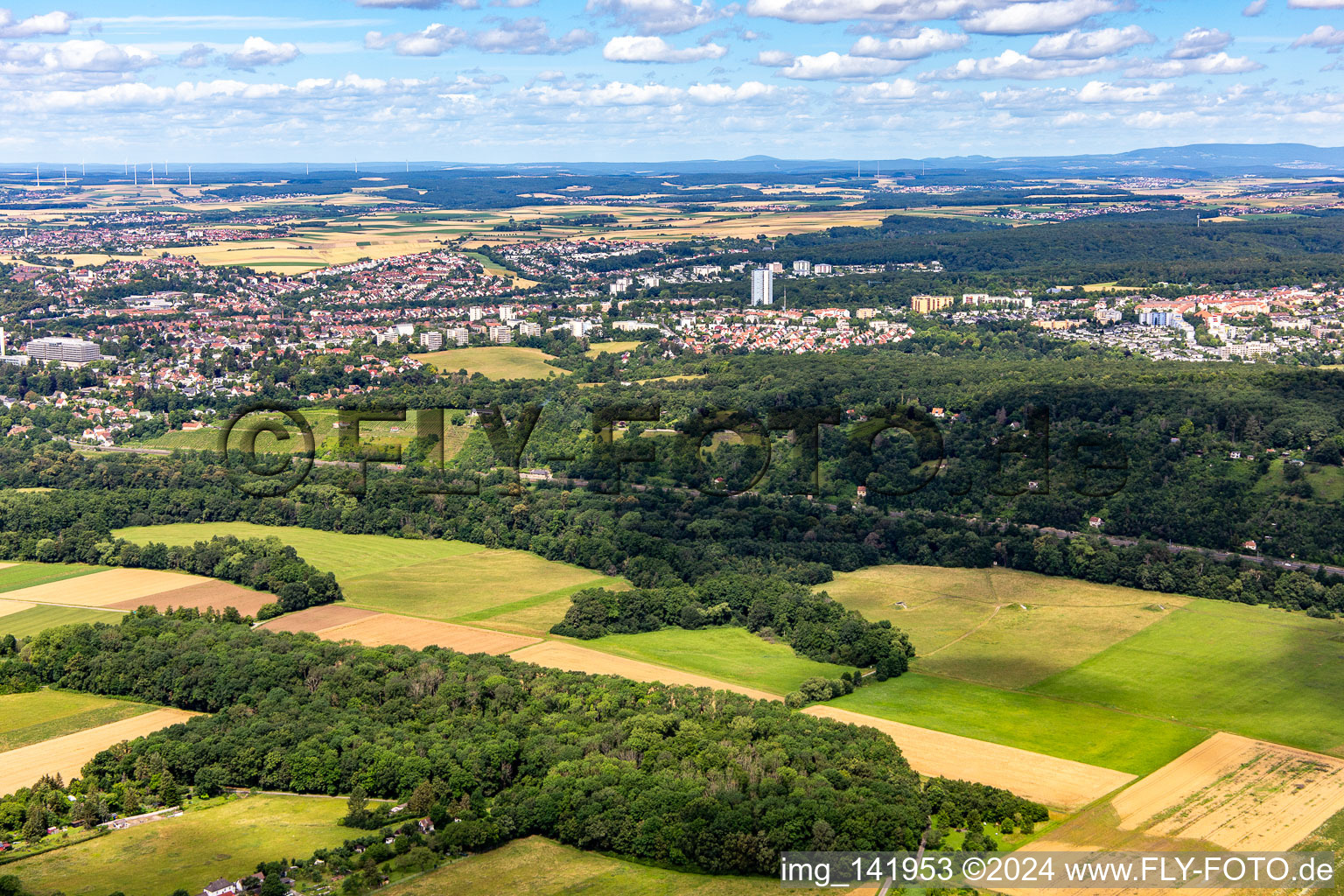 Mainauen from the south in Schweinfurt in the state Bavaria, Germany