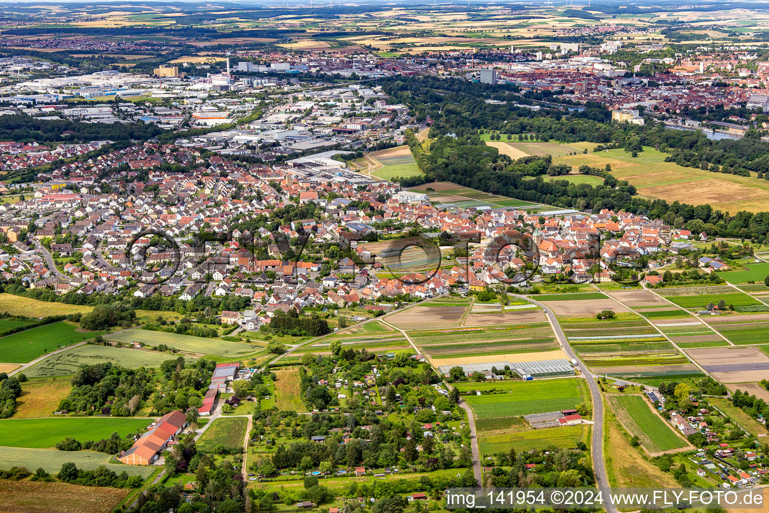 From northeast in Sennfeld in the state Bavaria, Germany