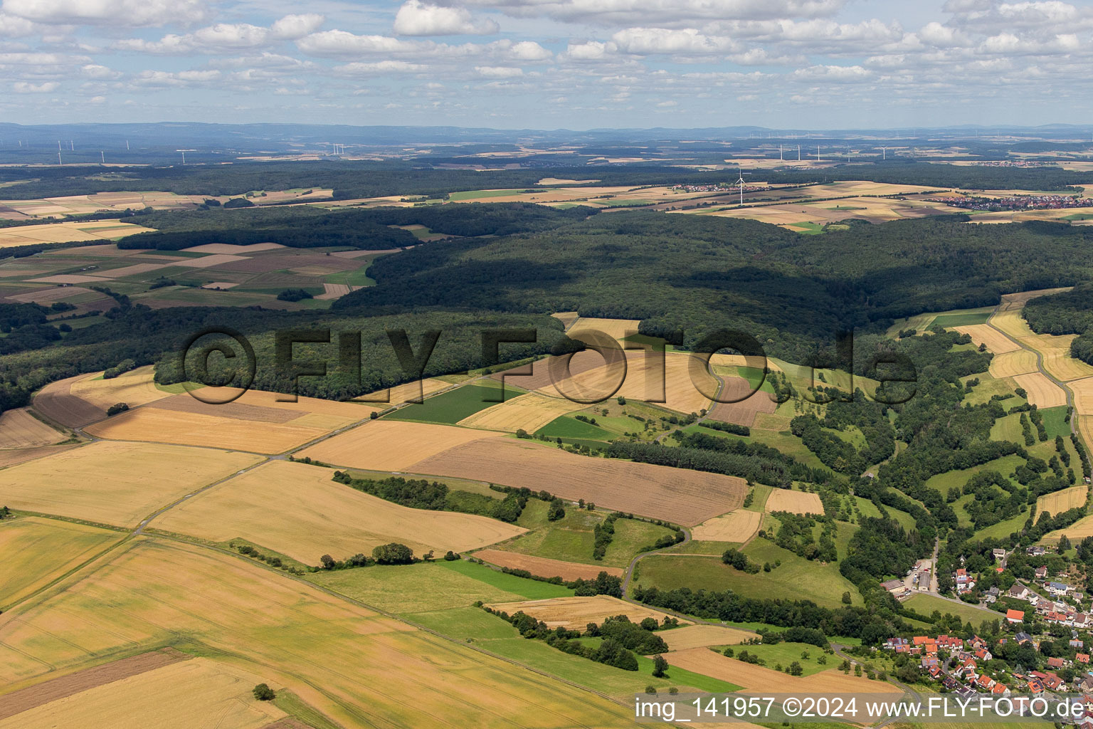 Aerial photograpy of District Hausen in Schonungen in the state Bavaria, Germany