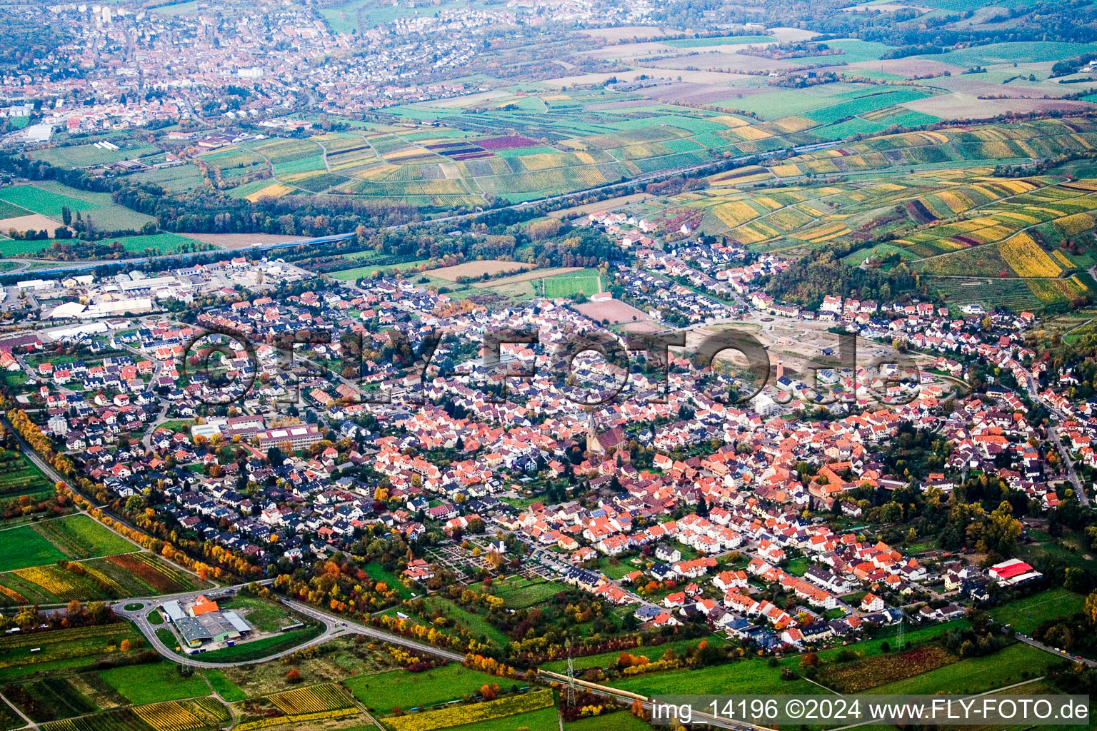 From the south in Rauenberg in the state Baden-Wuerttemberg, Germany