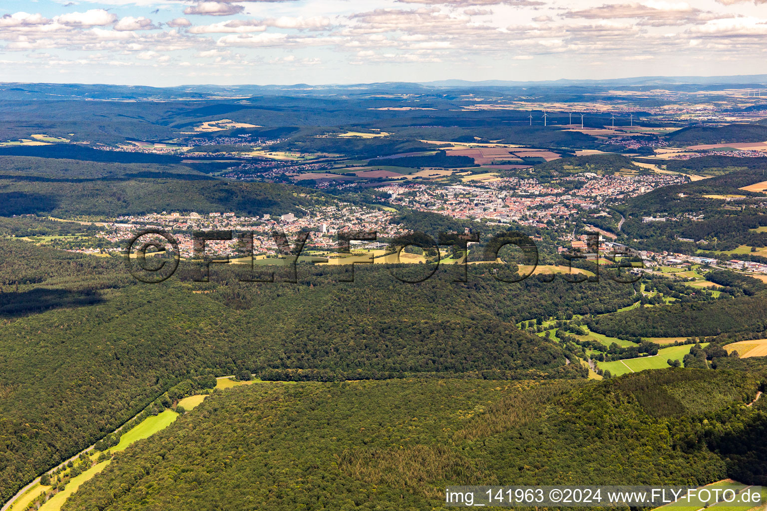 From the south in Bad Kissingen in the state Bavaria, Germany