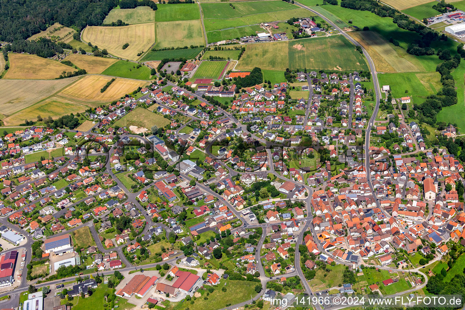 From the south in Oberthulba in the state Bavaria, Germany