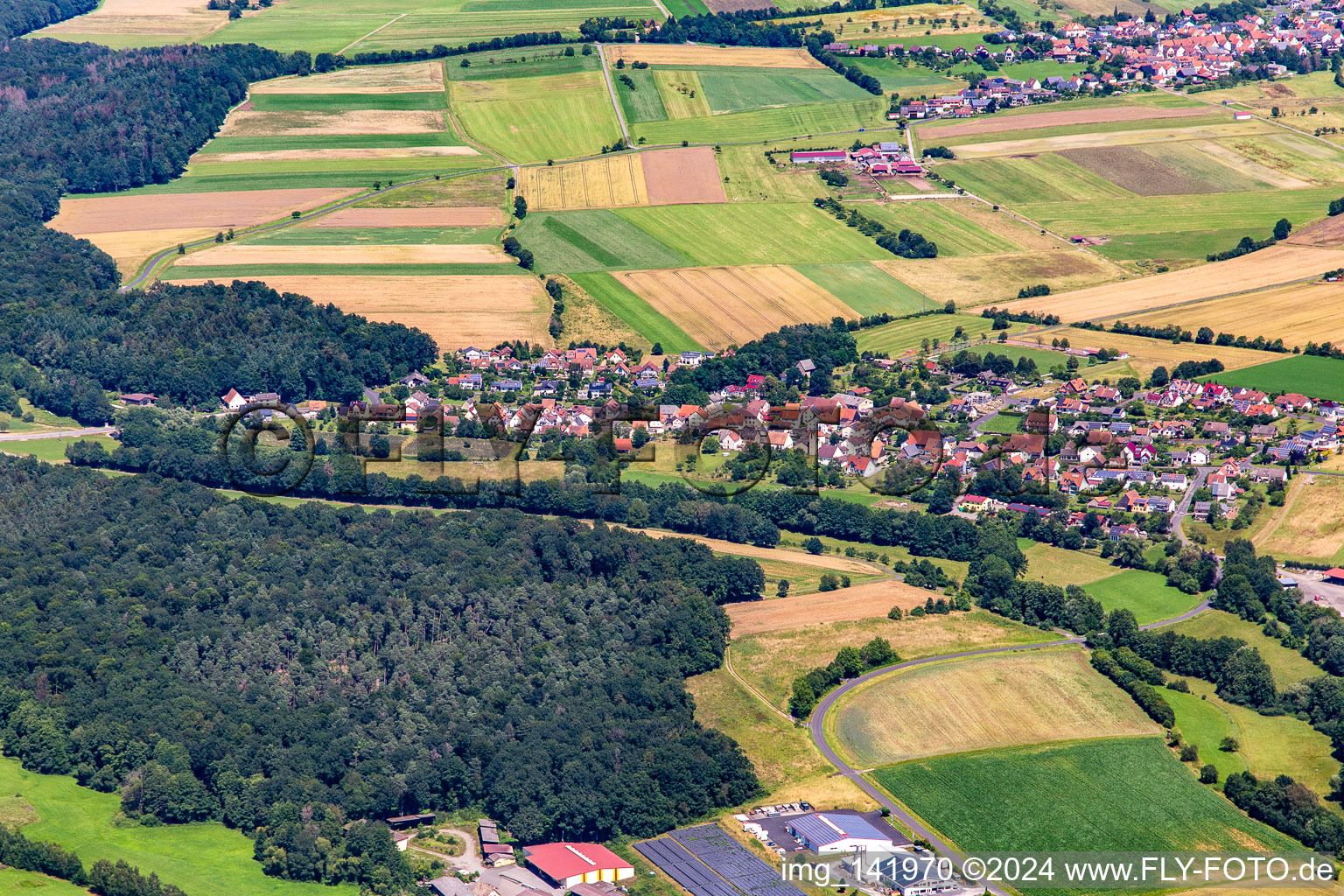 From the southeast in the district Schlimpfhof in Oberthulba in the state Bavaria, Germany