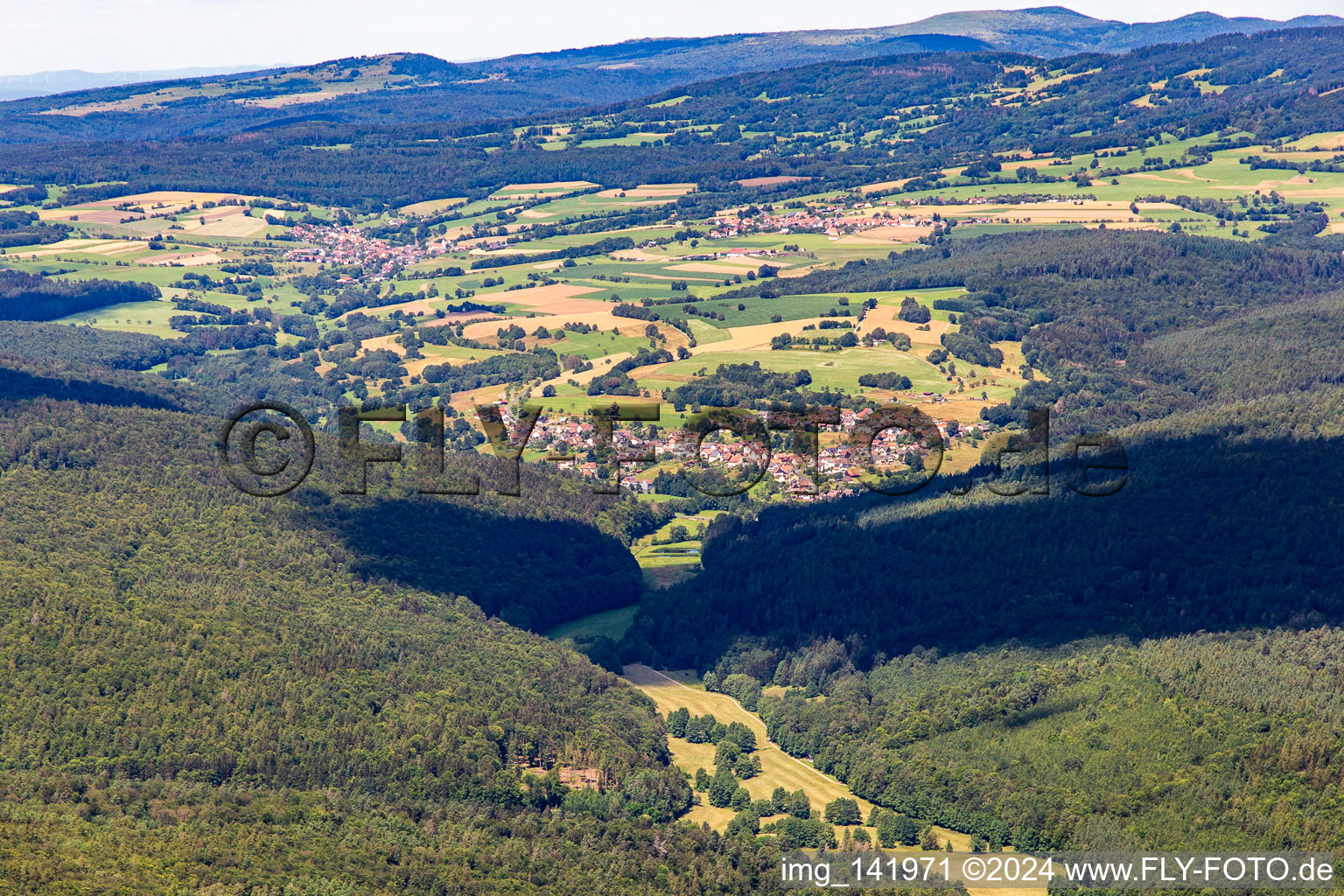 From the south in the district Oehrberg in Burkardroth in the state Bavaria, Germany