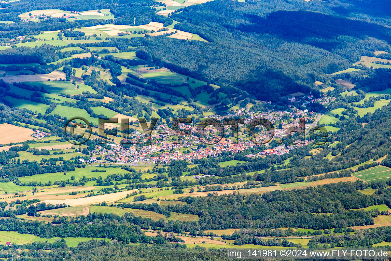 From the south in the district Hettenhausen in Gersfeld in the state Hesse, Germany