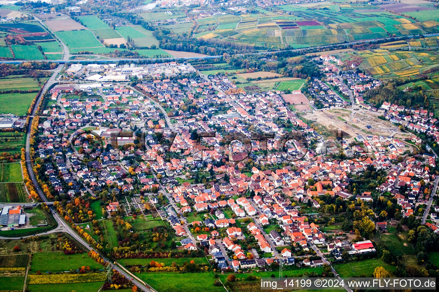 Aerial view of From the south in Rauenberg in the state Baden-Wuerttemberg, Germany