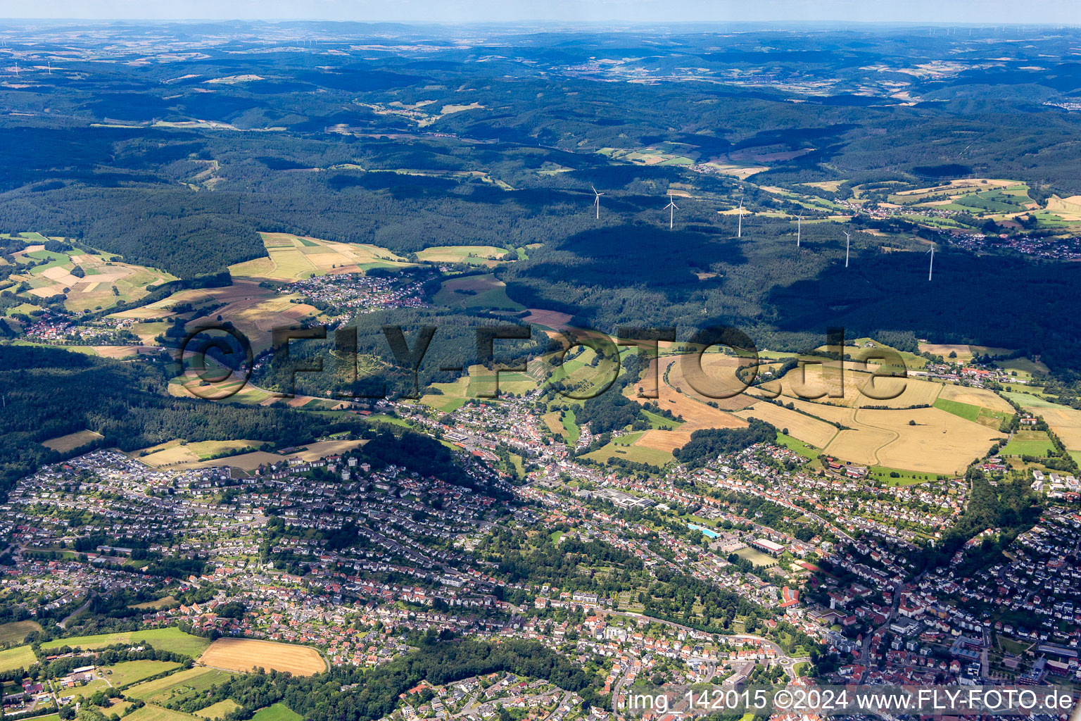 Aerial view of From the south in Bad Hersfeld in the state Hesse, Germany