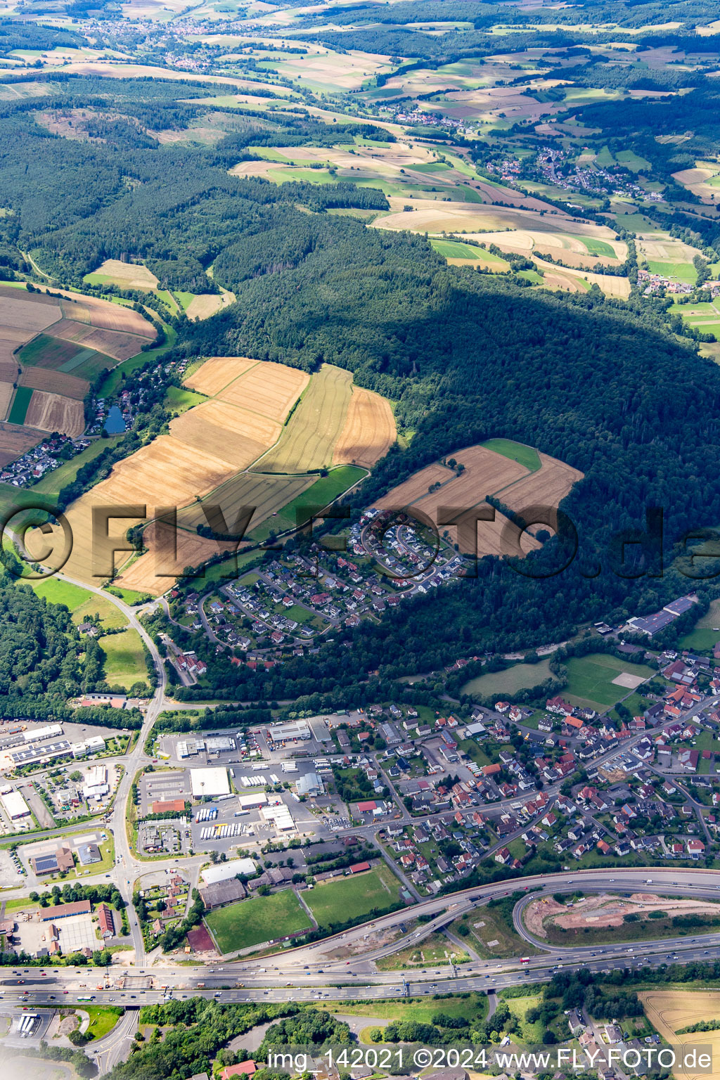 Aerial view of Kirchheim in the state Hesse, Germany