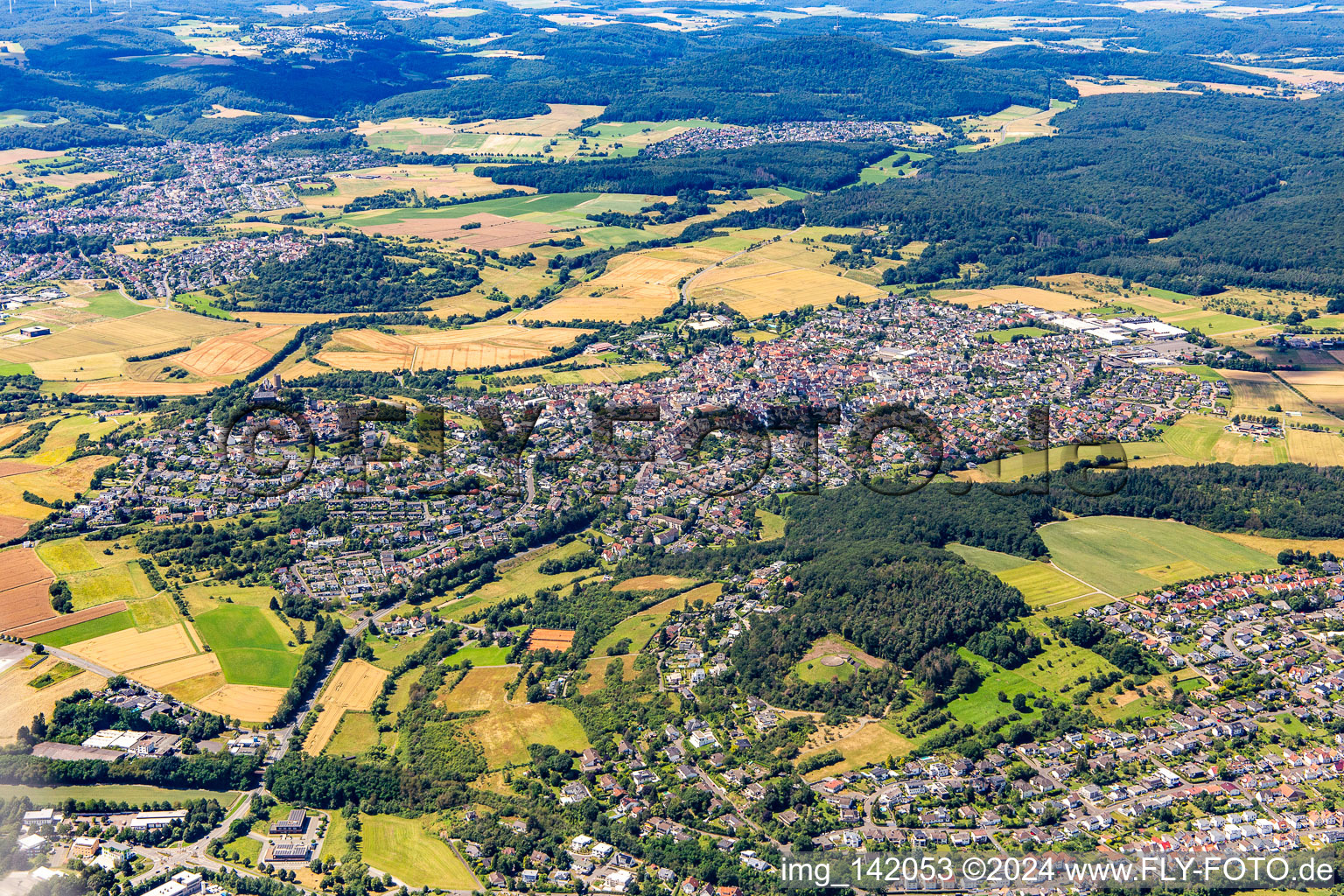 Aerial view of From the east in the district Krofdorf-Gleiberg in Wettenberg in the state Hesse, Germany