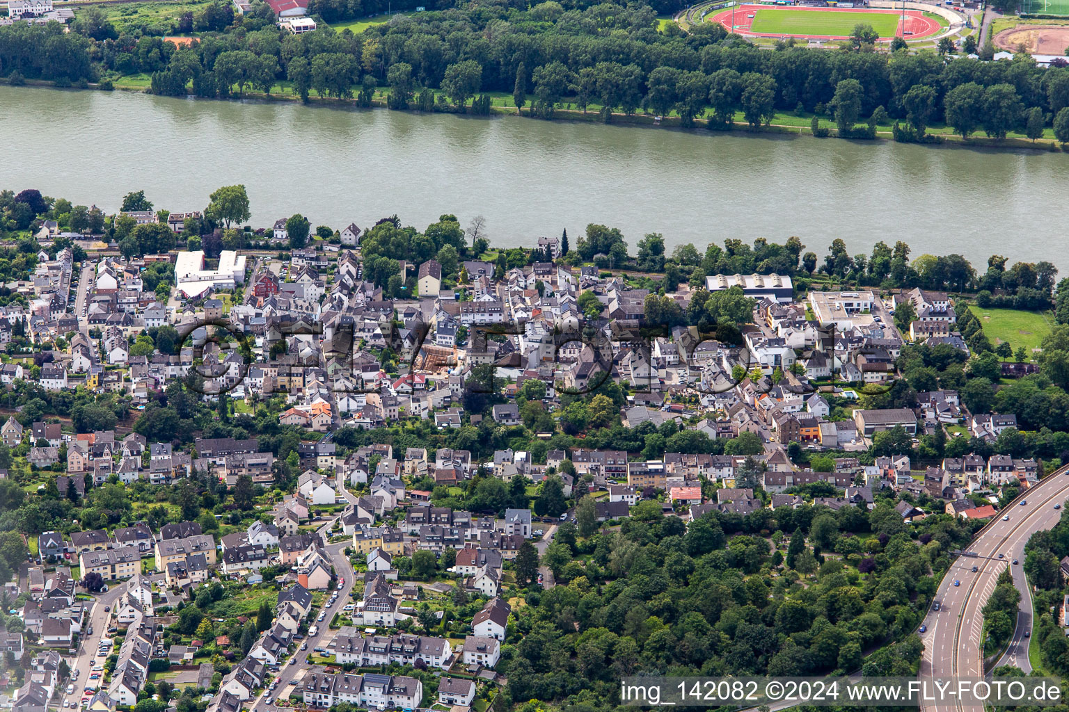 District on the right bank of the Rhine in the district Horchheim in Koblenz in the state Rhineland-Palatinate, Germany