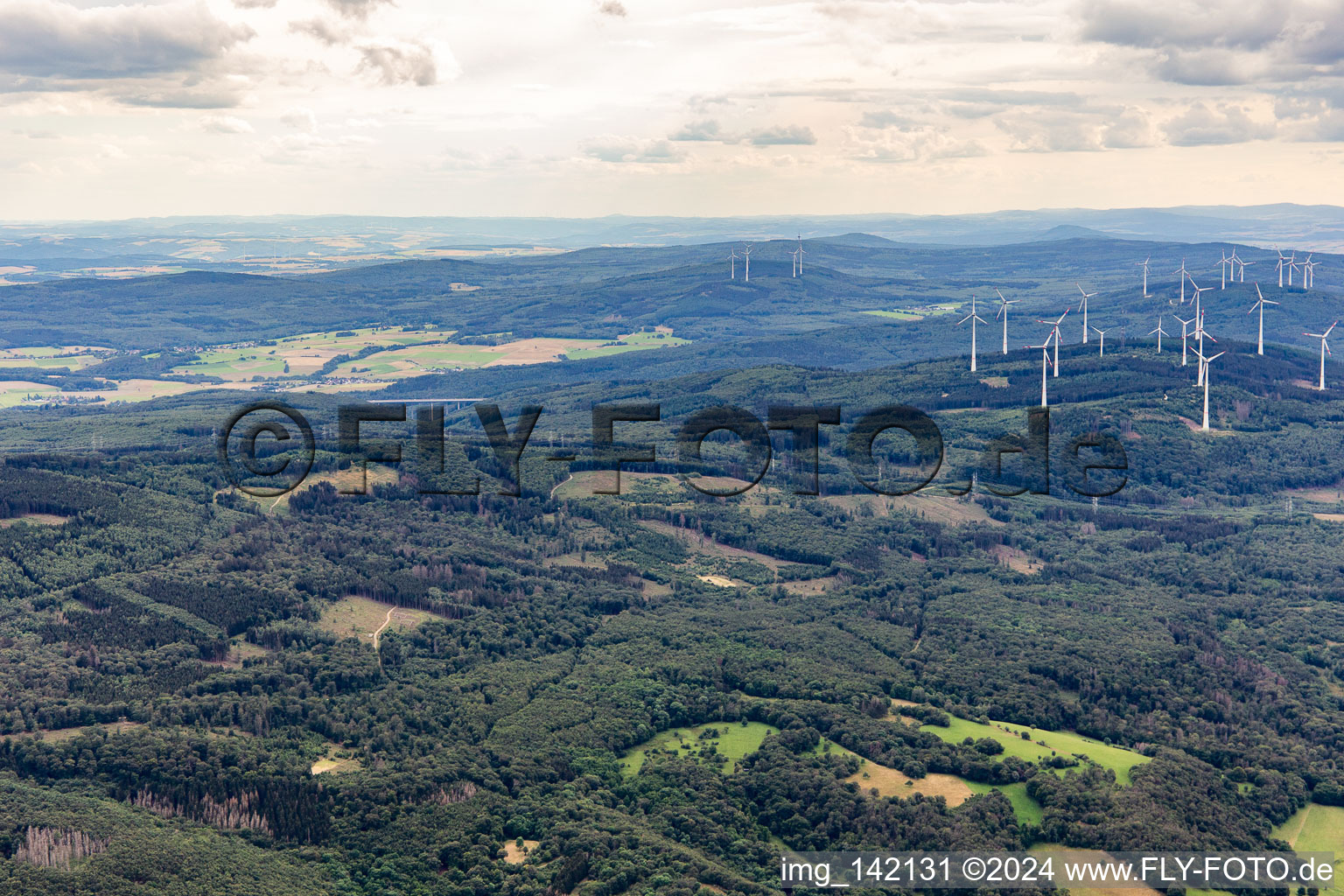 Wind power plants of the Kandrich wind farm in Daxweiler in the state Rhineland-Palatinate, Germany