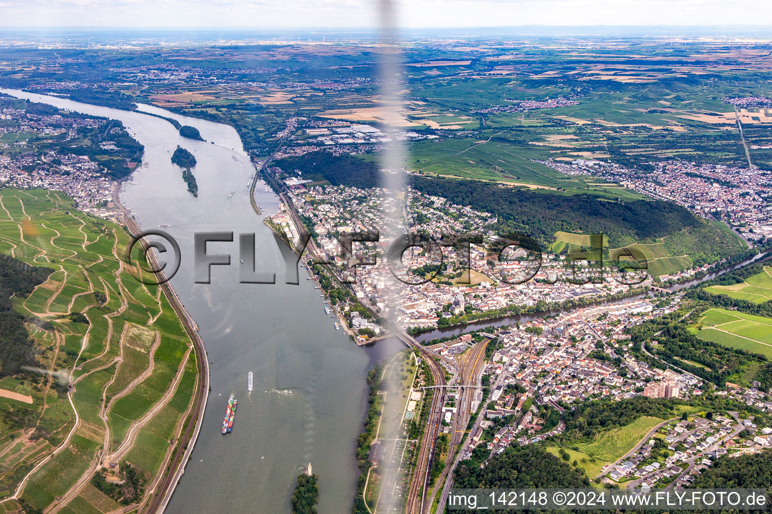 Aerial view of District Bingerbrück in Bingen am Rhein in the state Rhineland-Palatinate, Germany