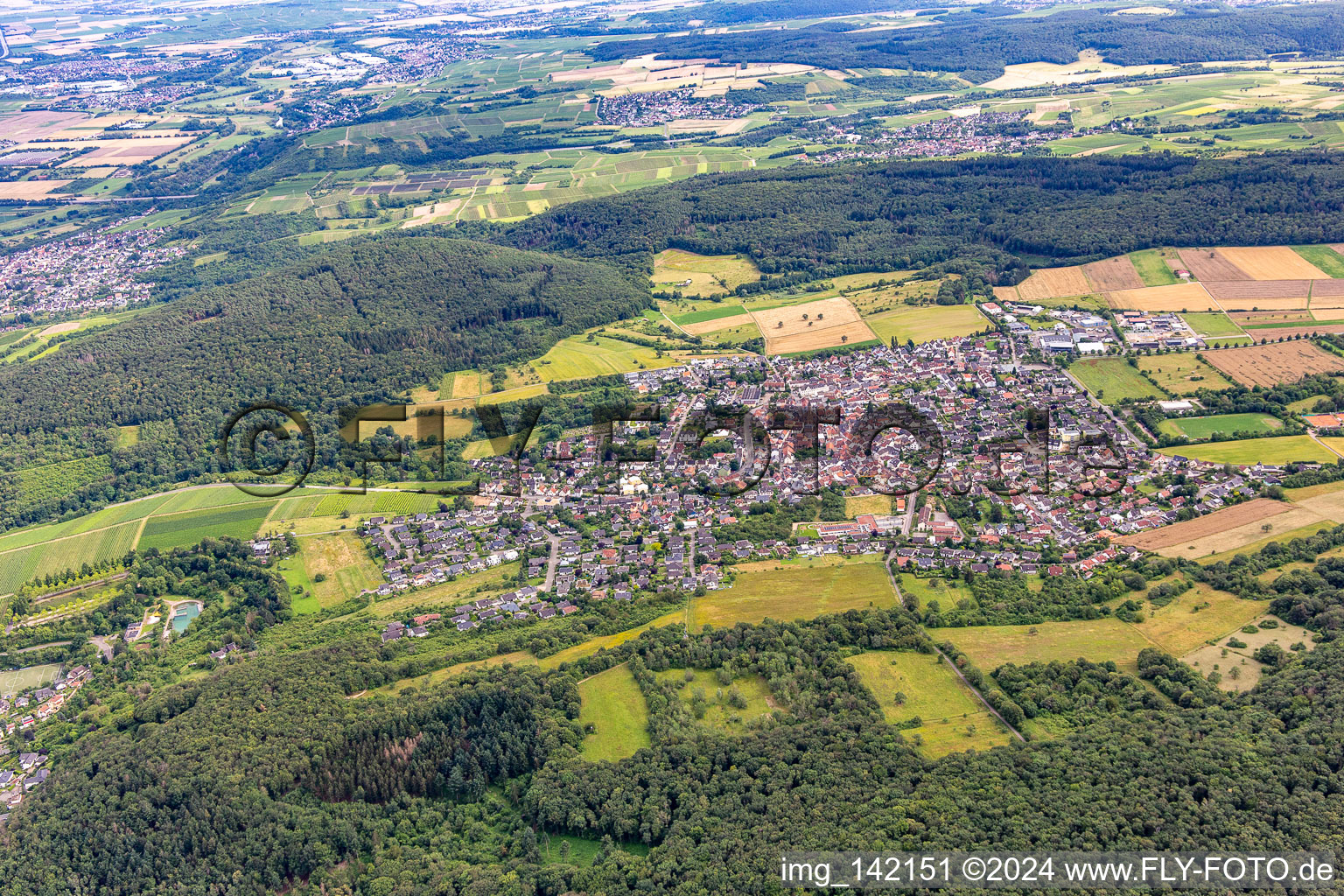 Aerial view of Weiler bei Bingen in the state Rhineland-Palatinate, Germany