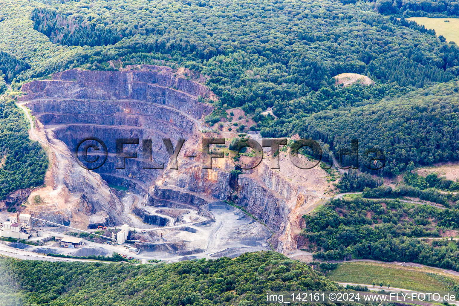 Quarry of Nahe-Hunsrück Baustoffe GmbH & Co. KG in Hochstetten-Dhaun in the state Rhineland-Palatinate, Germany