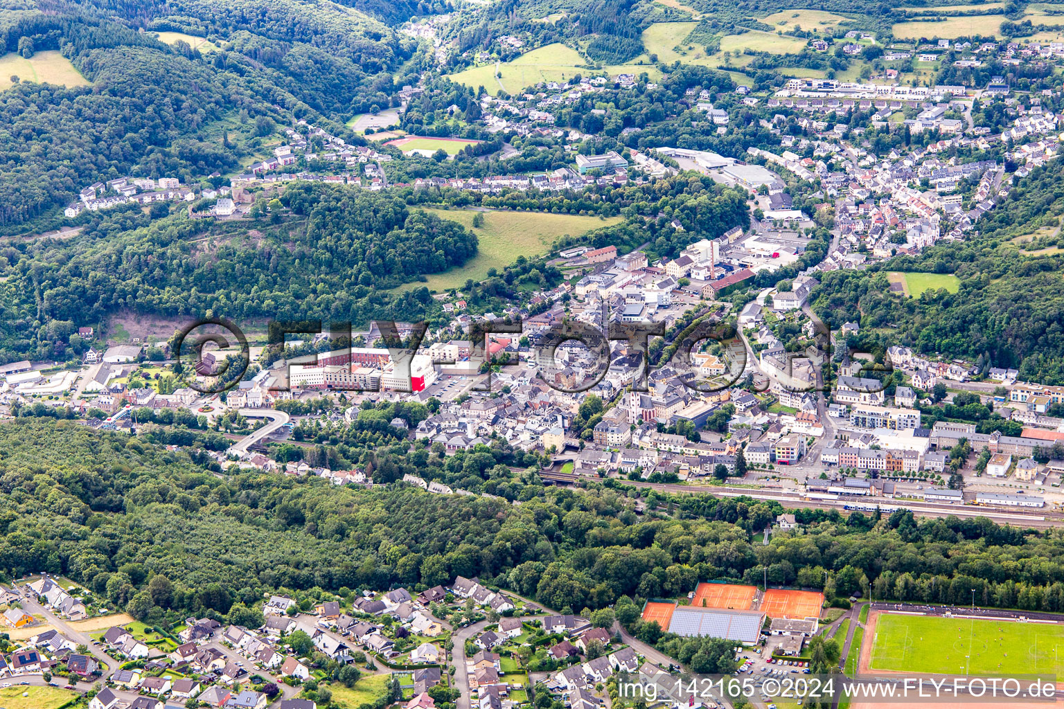 From the south in Kirn in the state Rhineland-Palatinate, Germany