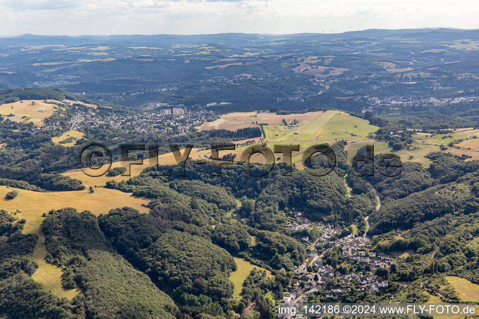 Aerial photograpy of Airport Idar-Oberstein/Göttschied in the district Göttschied in Idar-Oberstein in the state Rhineland-Palatinate, Germany