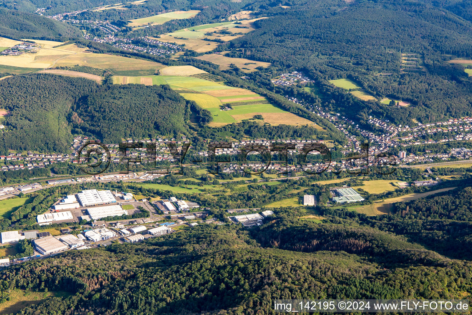 Industrial area Am Kreuz in the district Weierbach in Idar-Oberstein in the state Rhineland-Palatinate, Germany